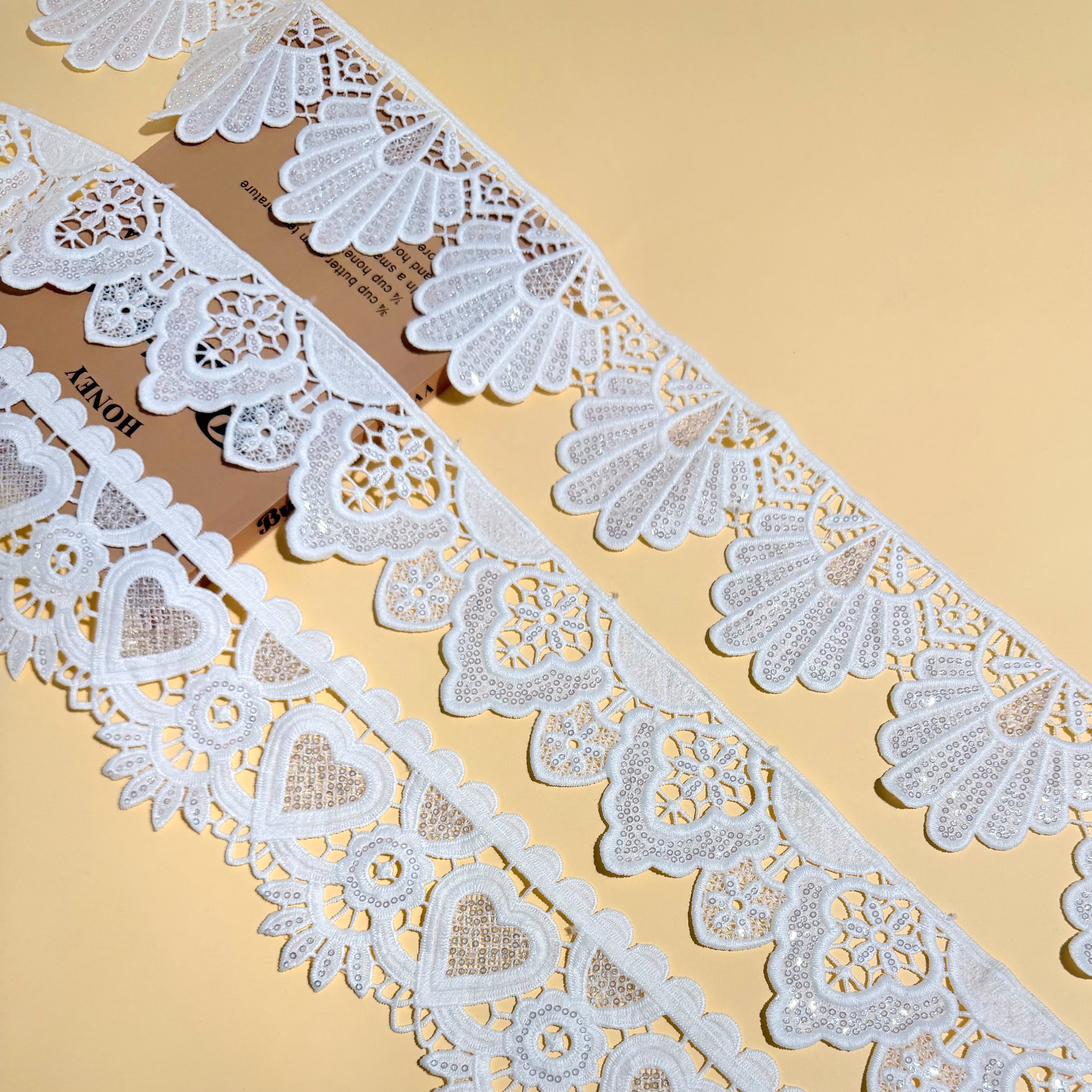 Polyester Milk Silk Sequin Lace / 牛奶丝亮片花边