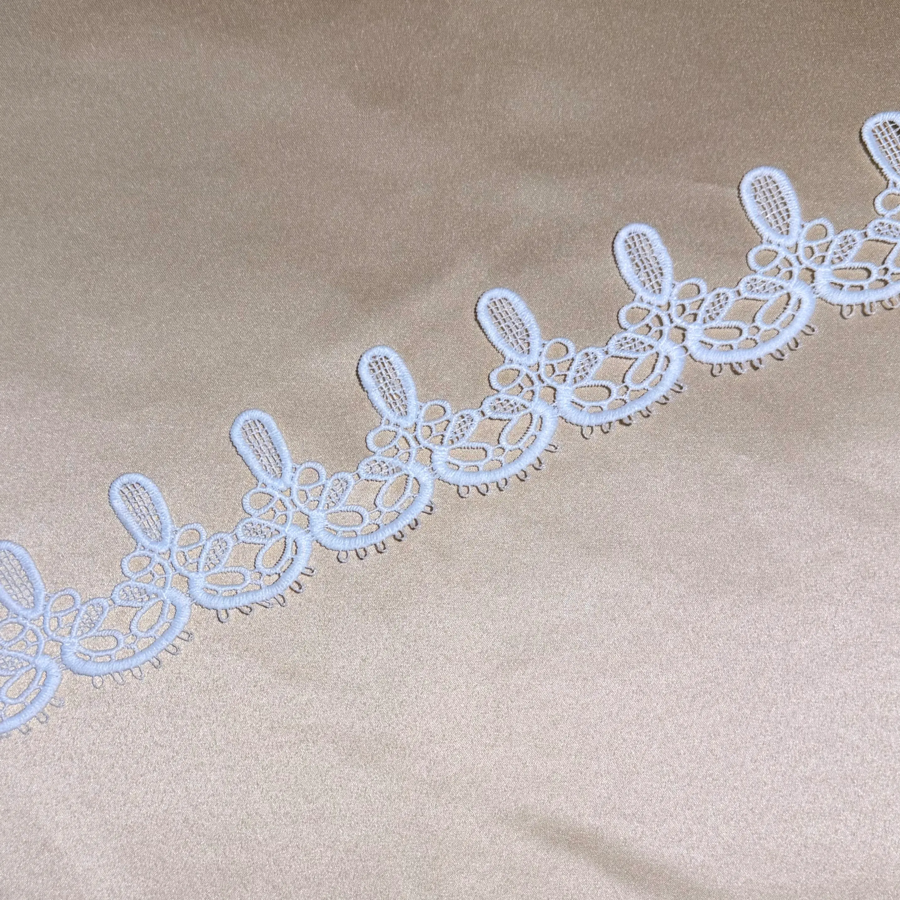 White Milky Water Drop Net Scalloped Lace