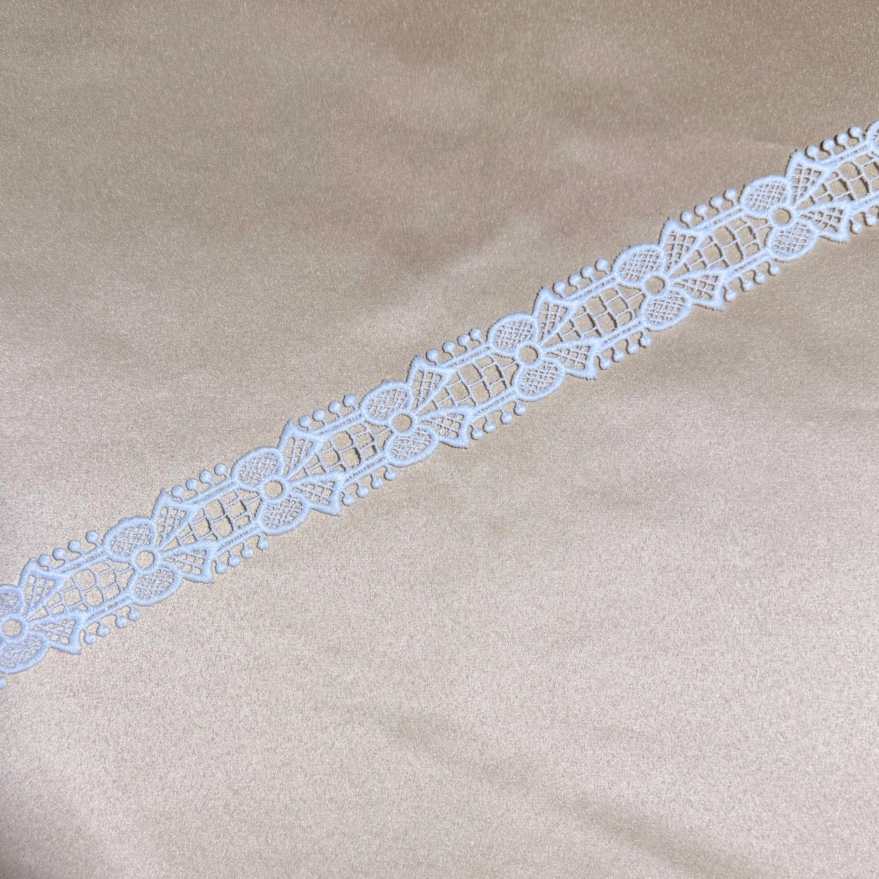 White Milky Ribbon Dotted Net Lace Trim