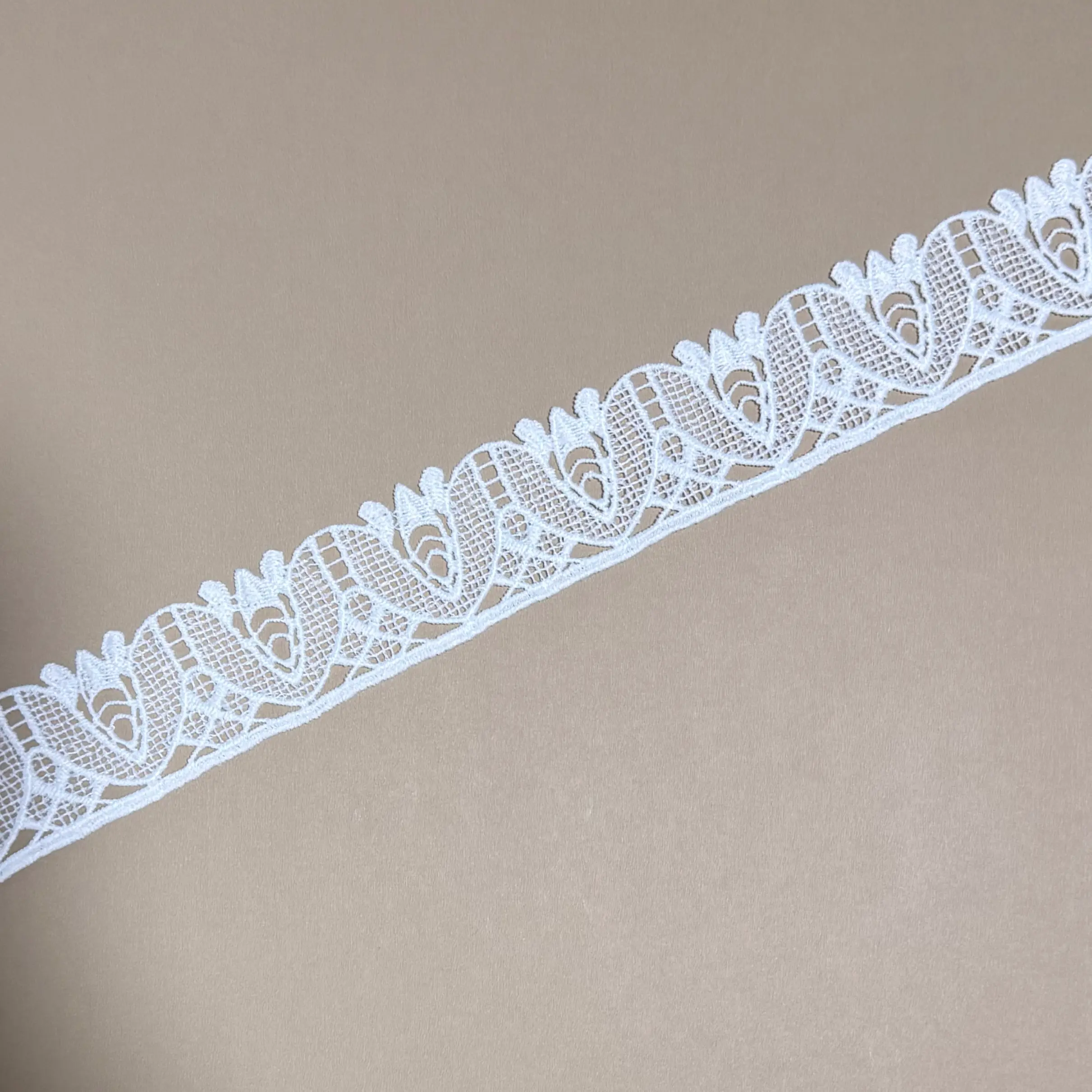 White Milky Lace Floral Grid Lace