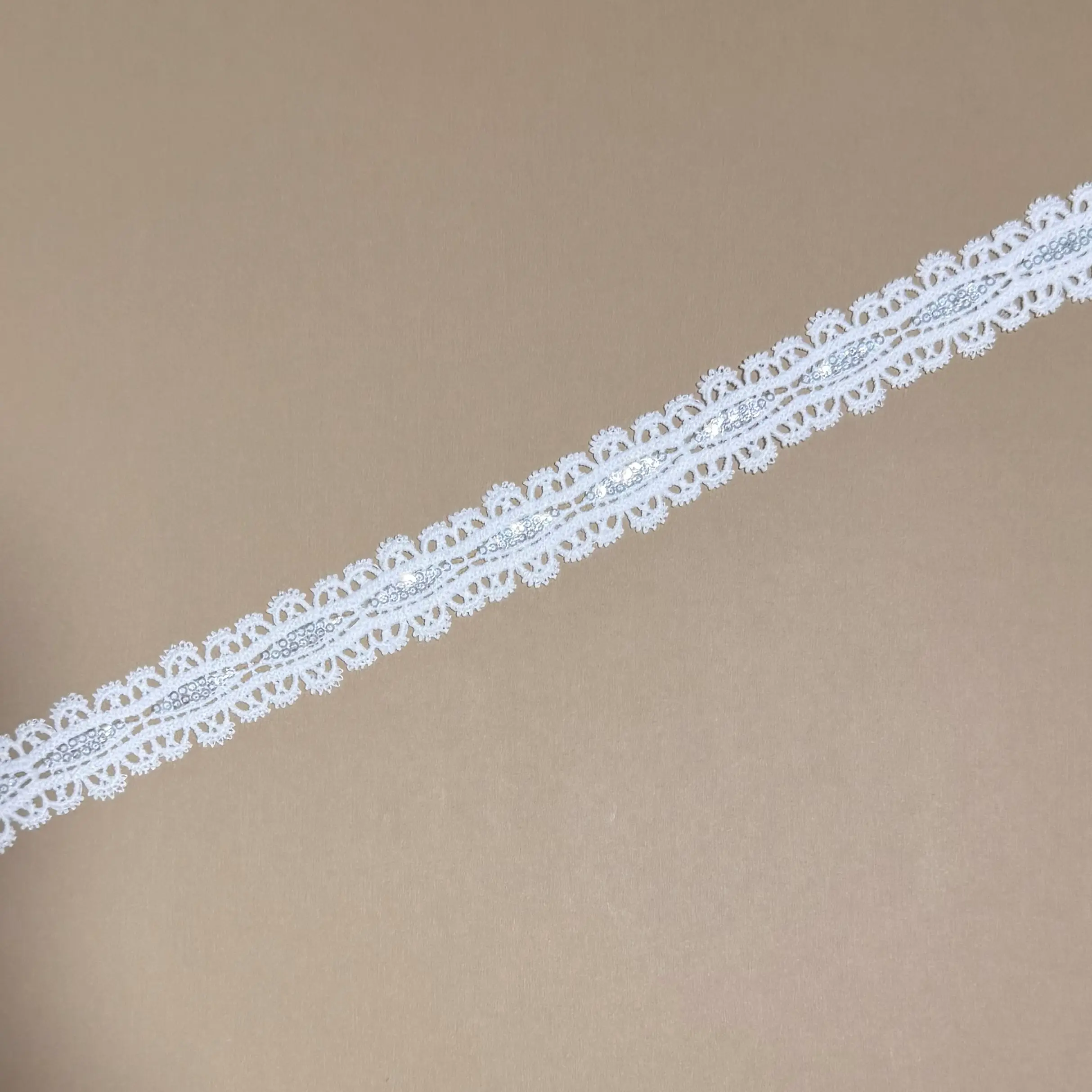 Double Border Sequin Scallop Eyelet