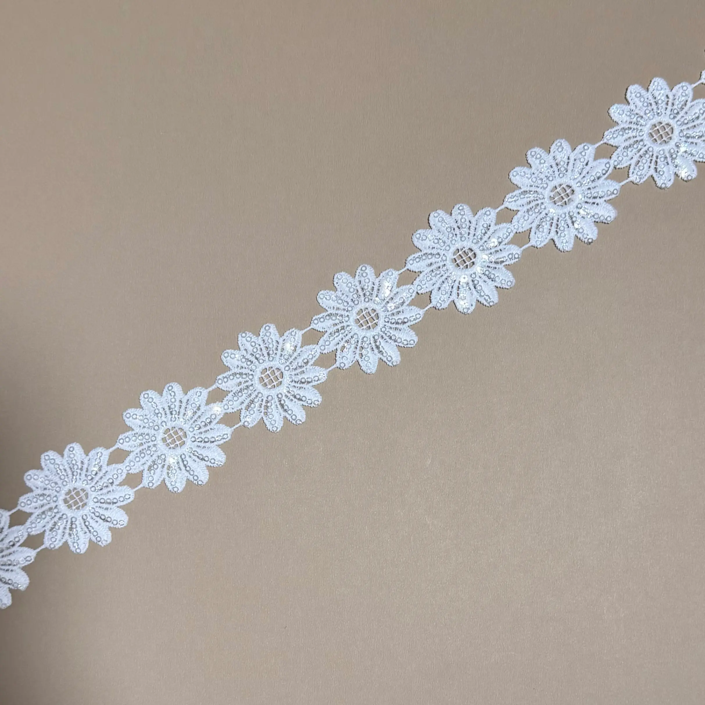 SunFlower Milky Sequin Lace Trim