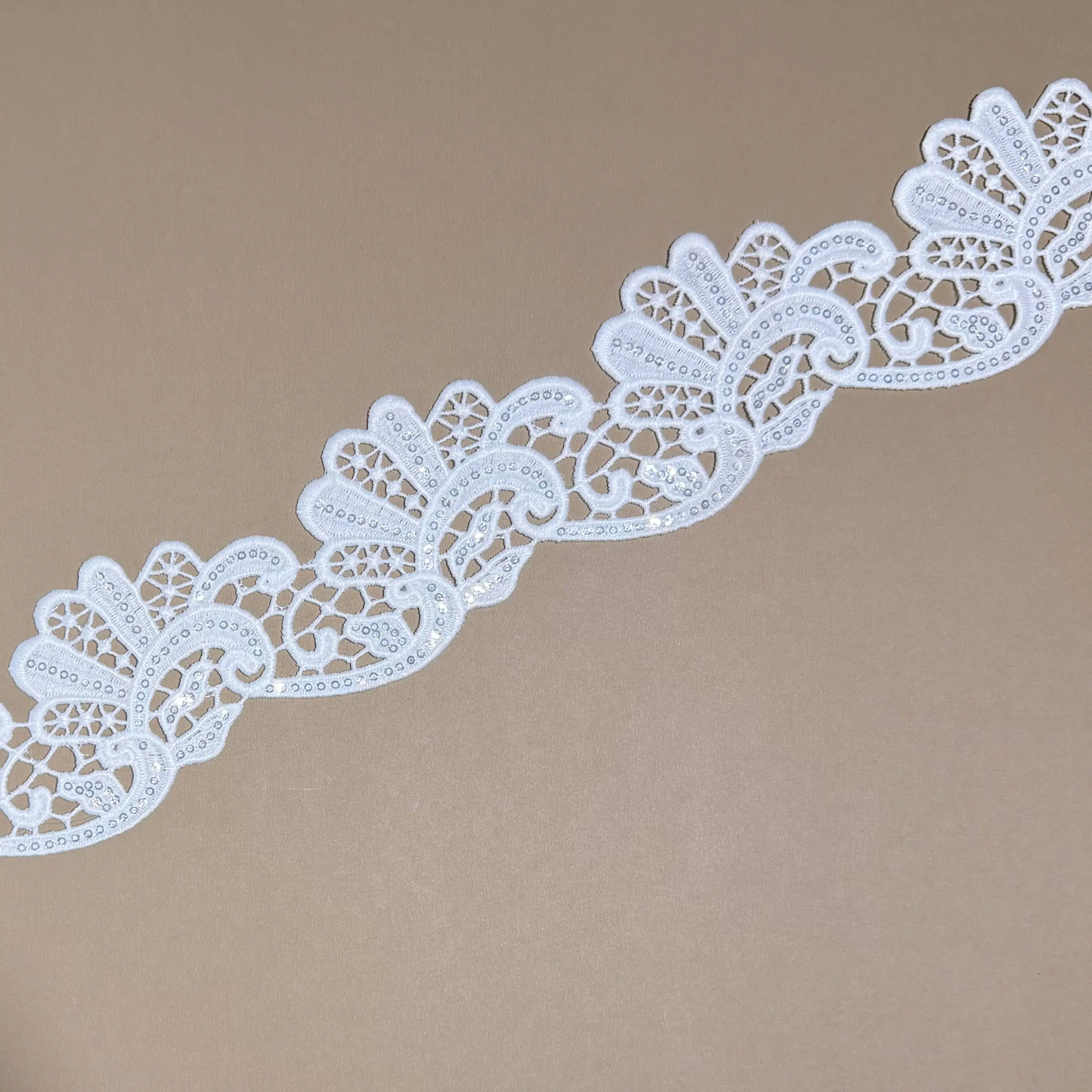 Hollow Floral Sequin Lace Edging