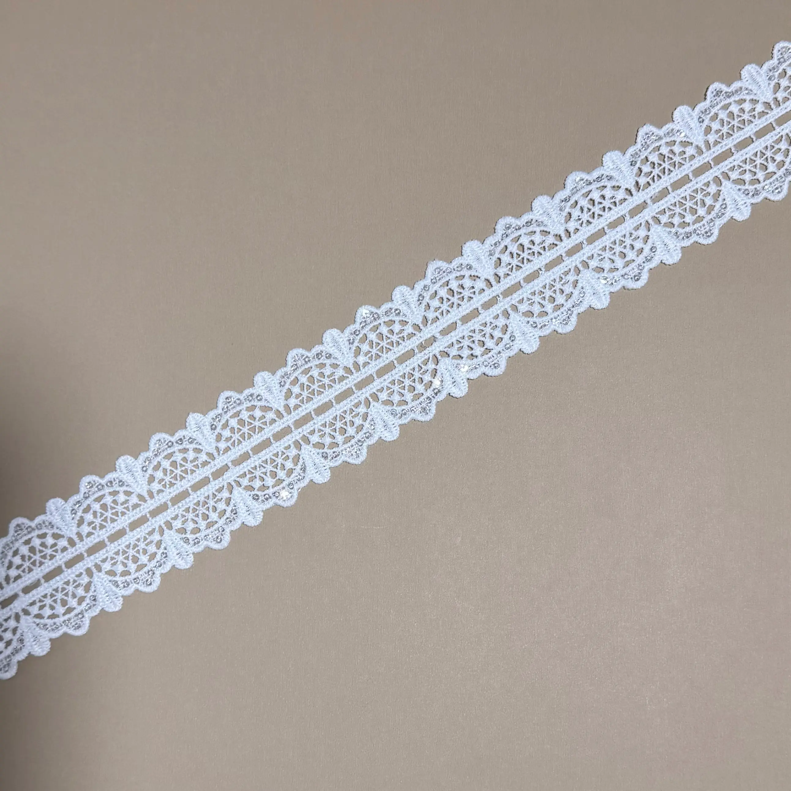 Dual Scallop mesh sequin Lace Border