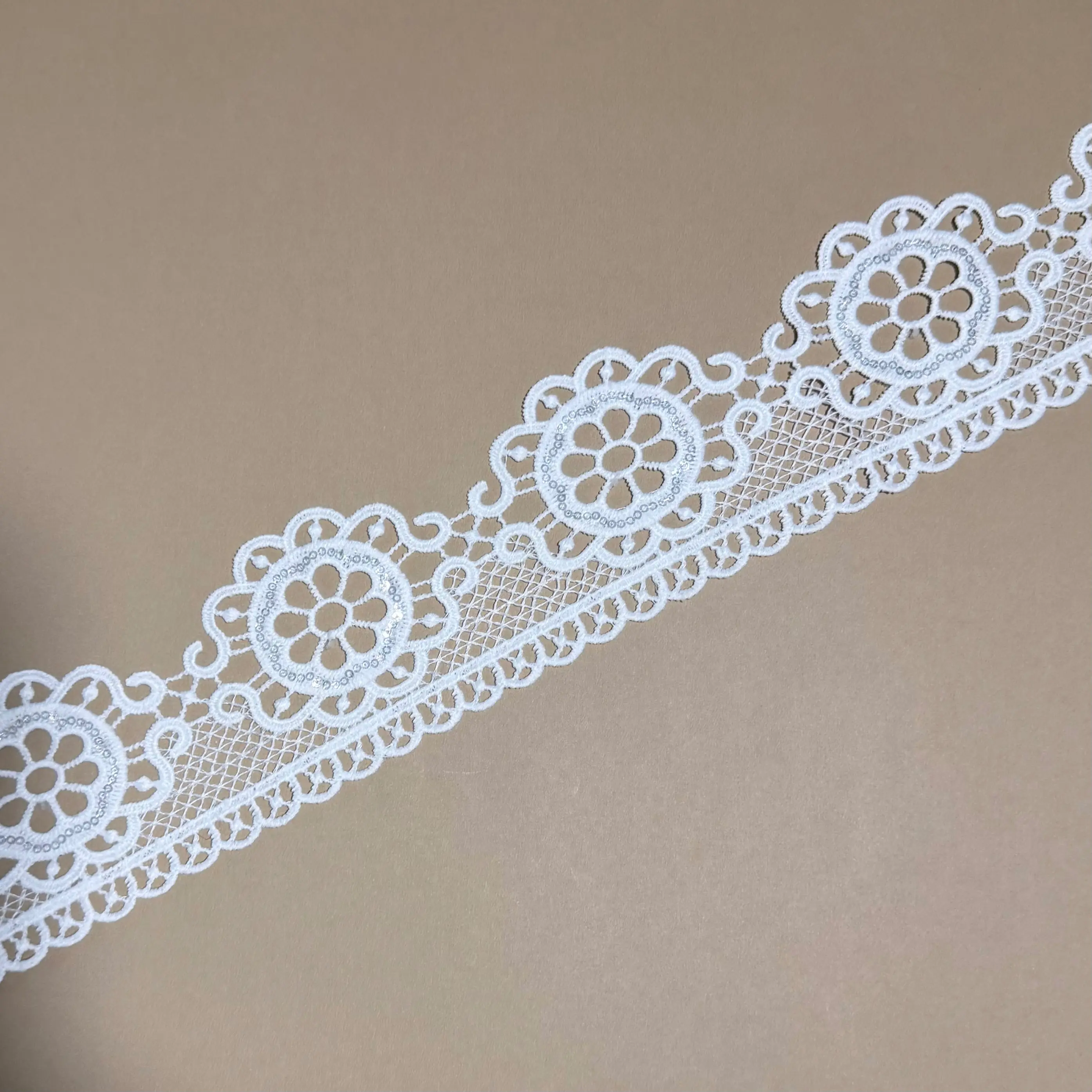Round Flower mesh Single border Lace Trim