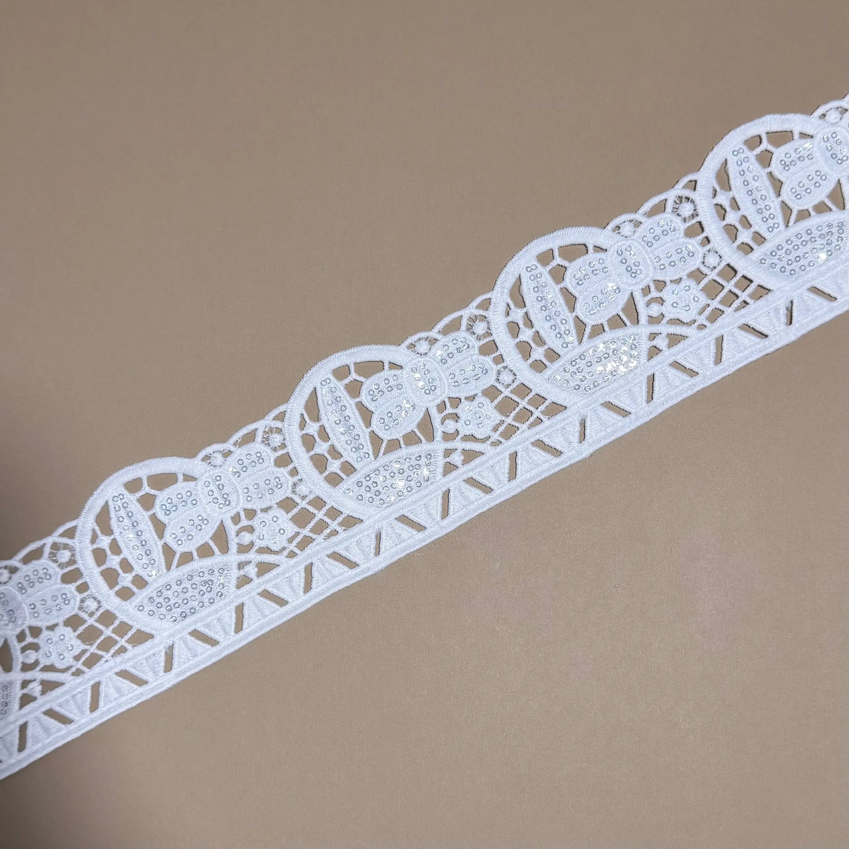 White Milky Fancy Design Shape Lace Trim