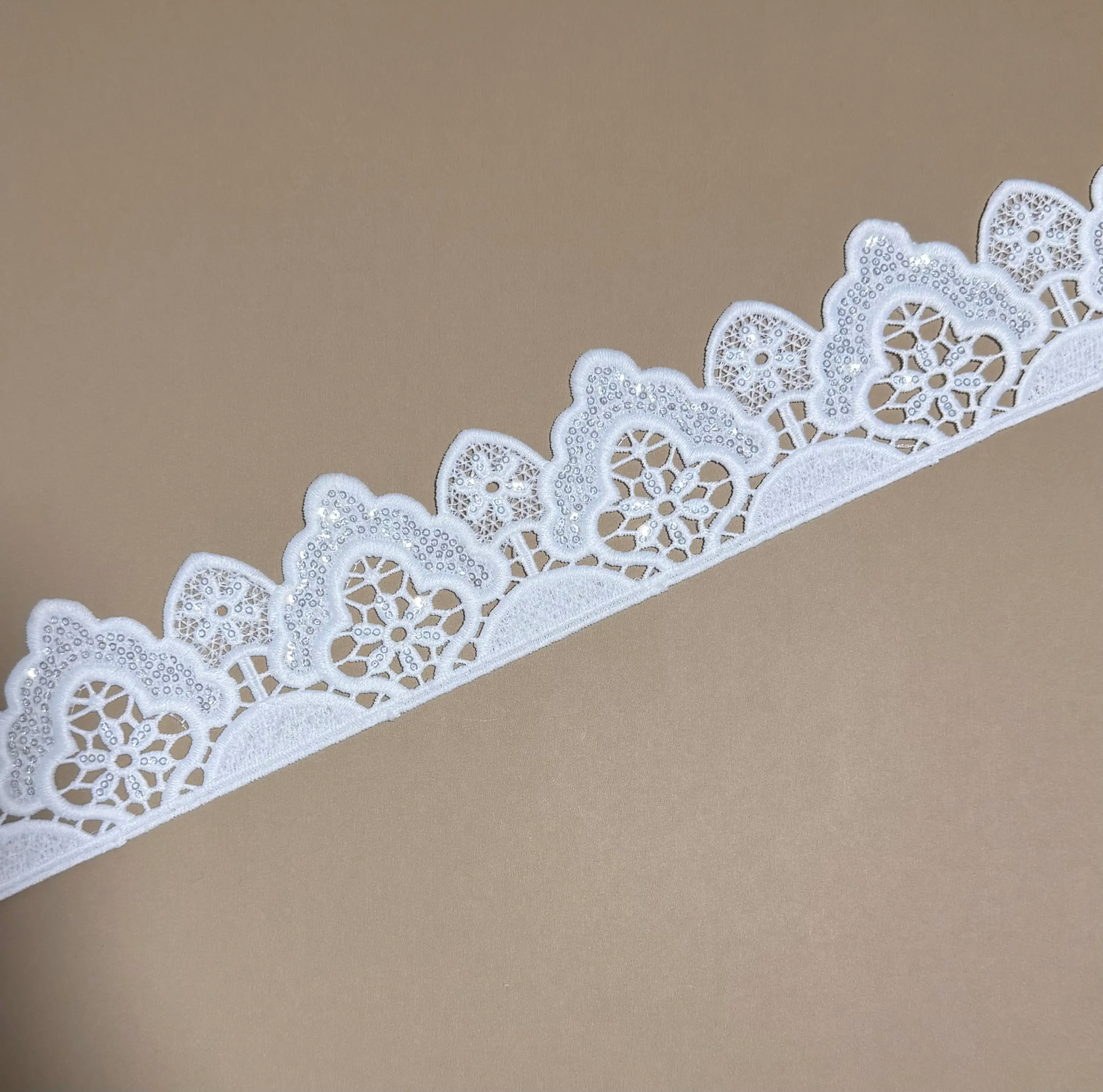 Hex Flower Mesh Sequin Lace Trim