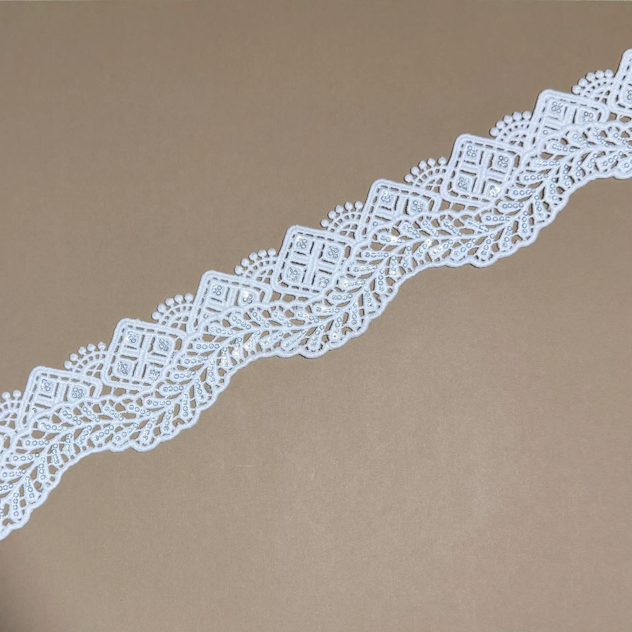 Milky Sequin Fancy design Lace Trim