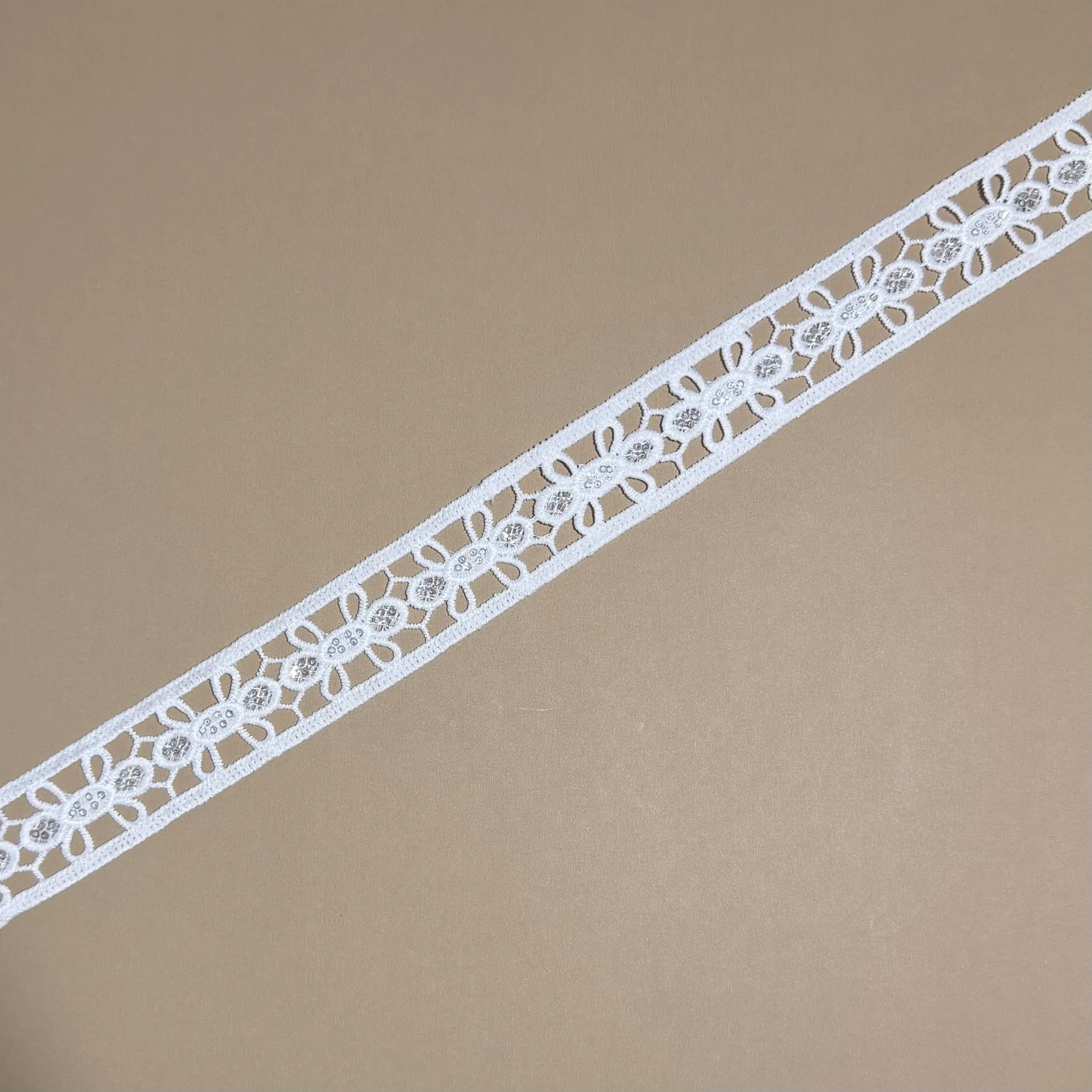 Double Border sequin flower Lace Trim