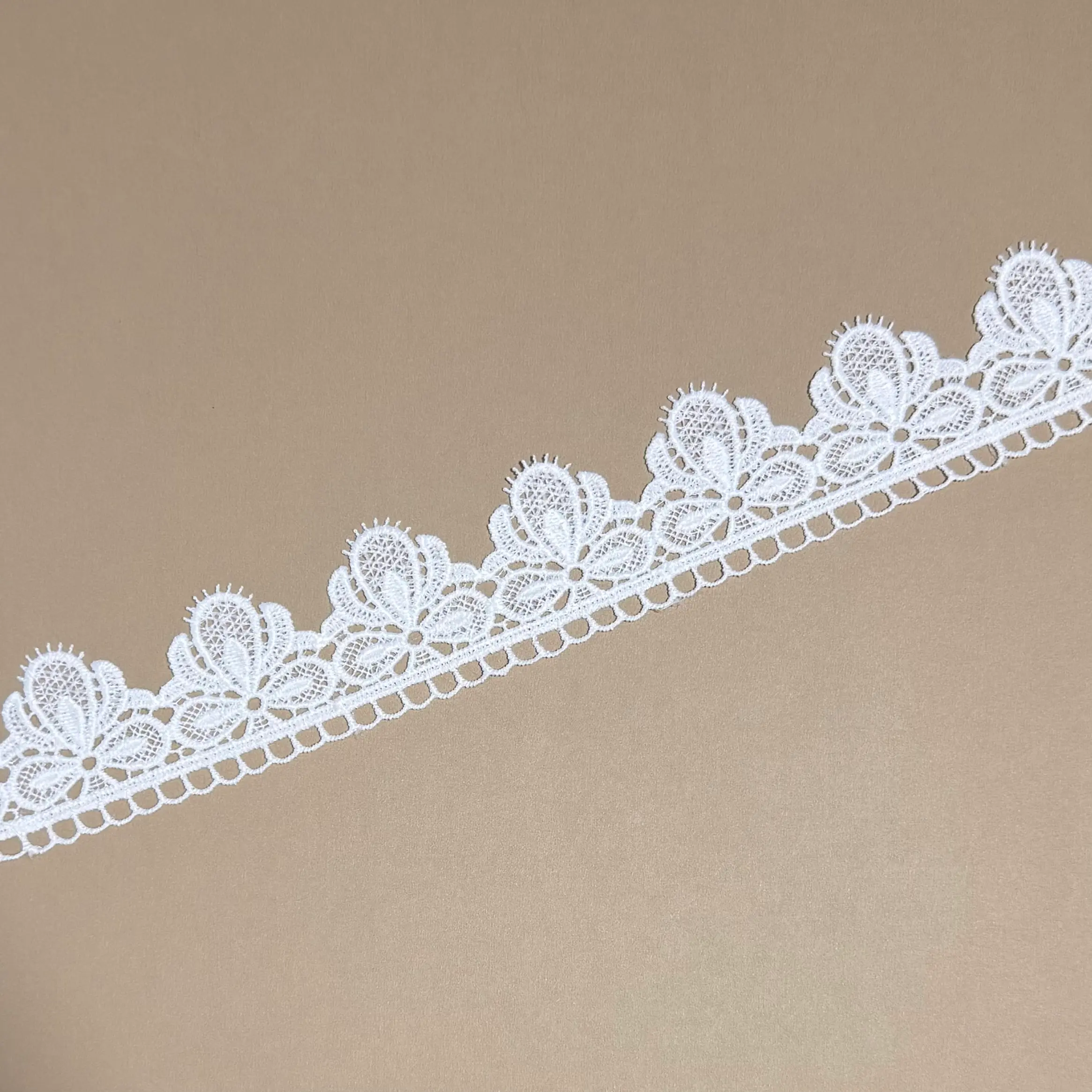Scalloped floral embroidery border lace trim