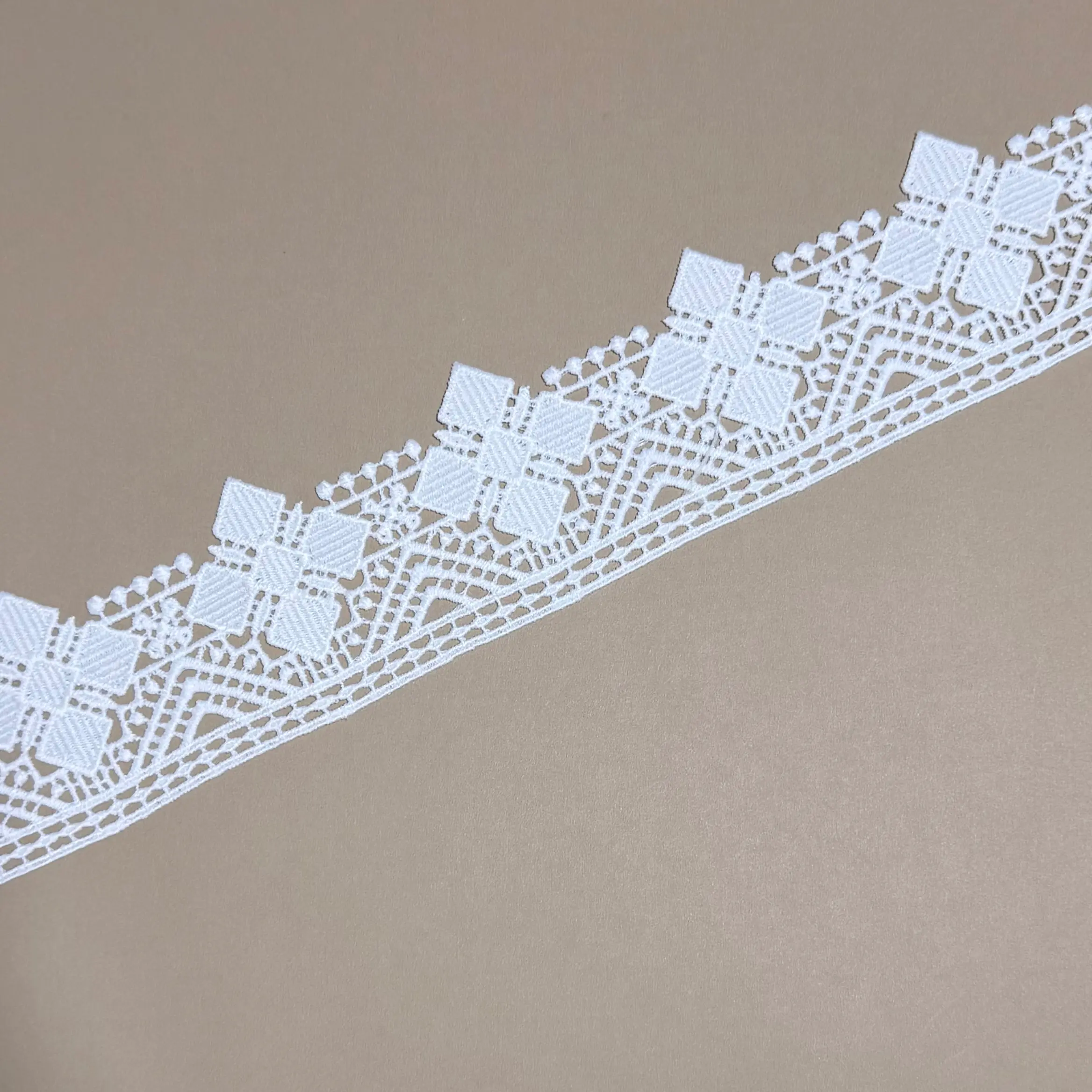 Stacked Solid Diamond Geometric motif lace trim