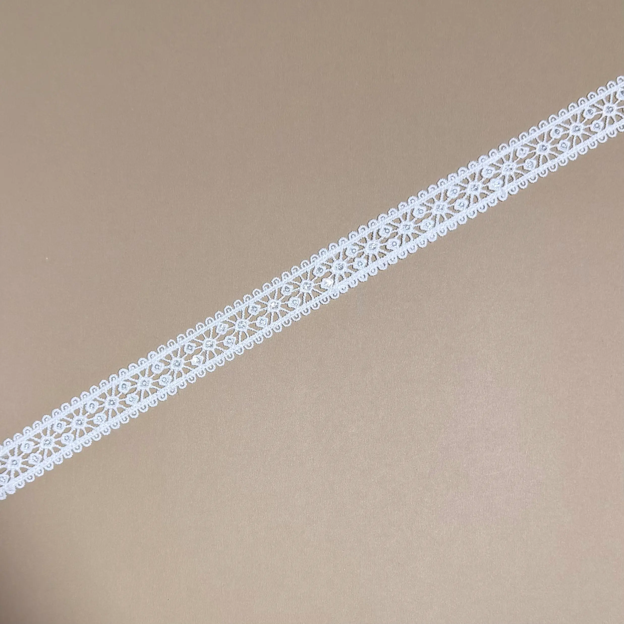 Six Point Floral Double Scallop Dot Lace Trim
