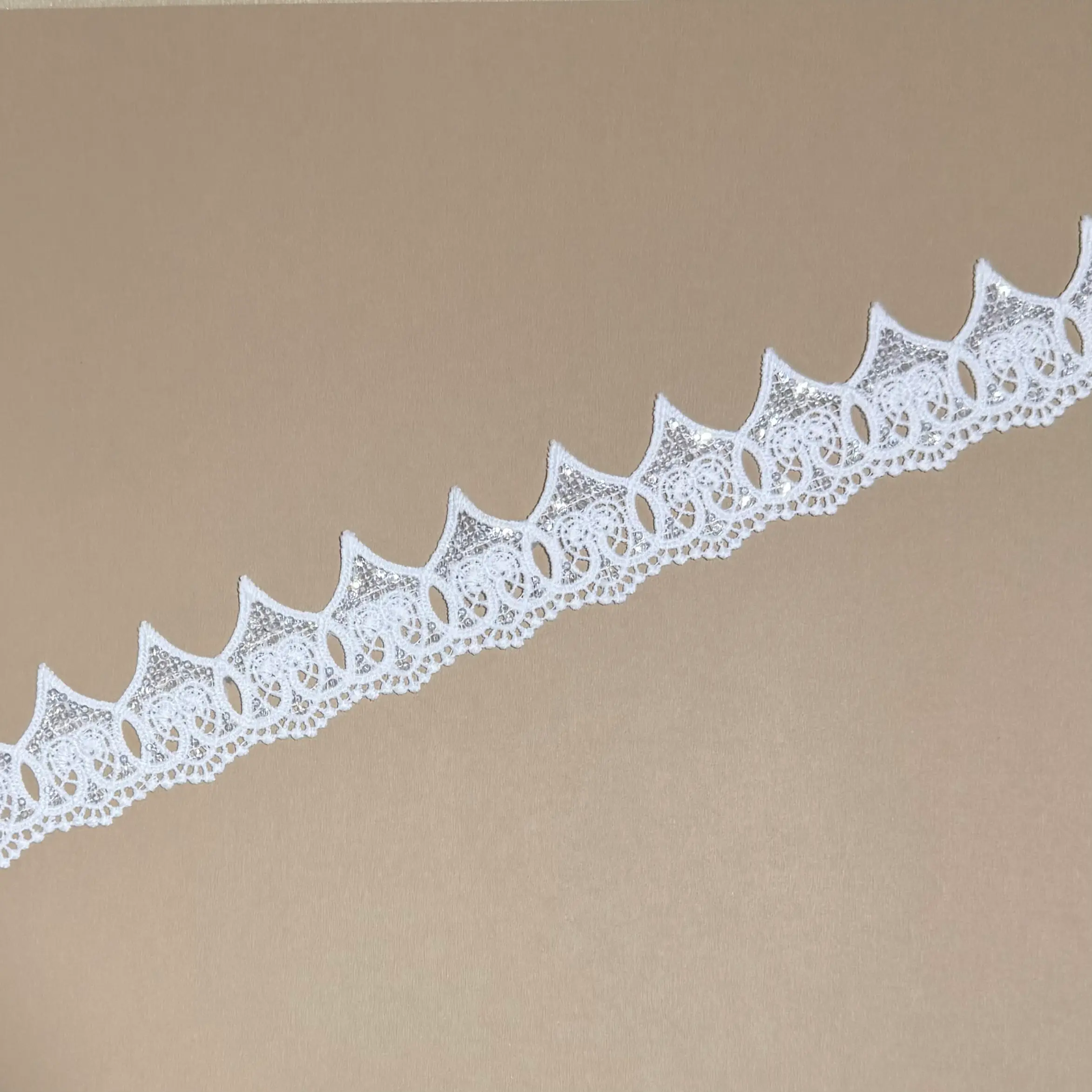 Heart Shape Sequin Dot Border Lace