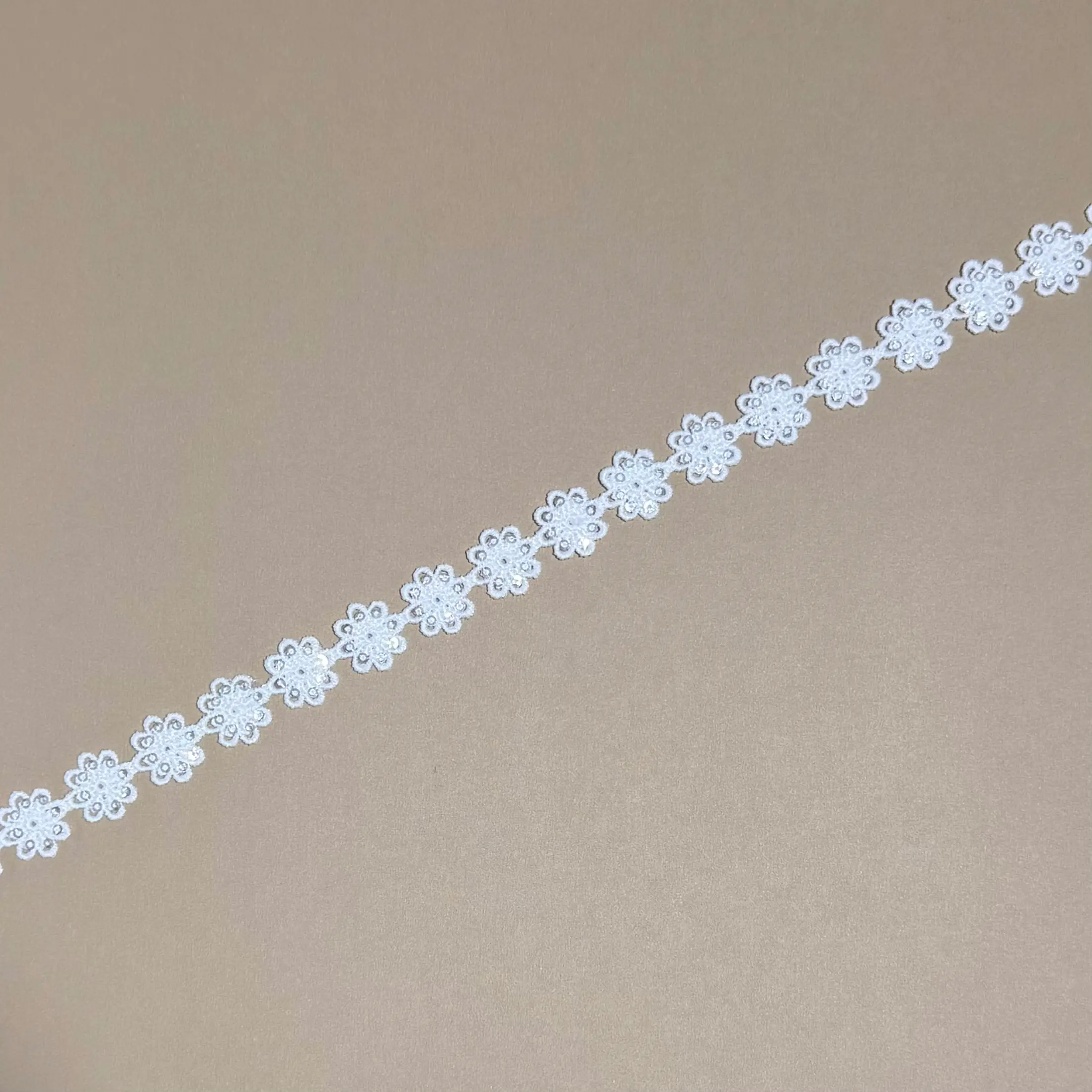 Milky Sequins Flower Lace Trim