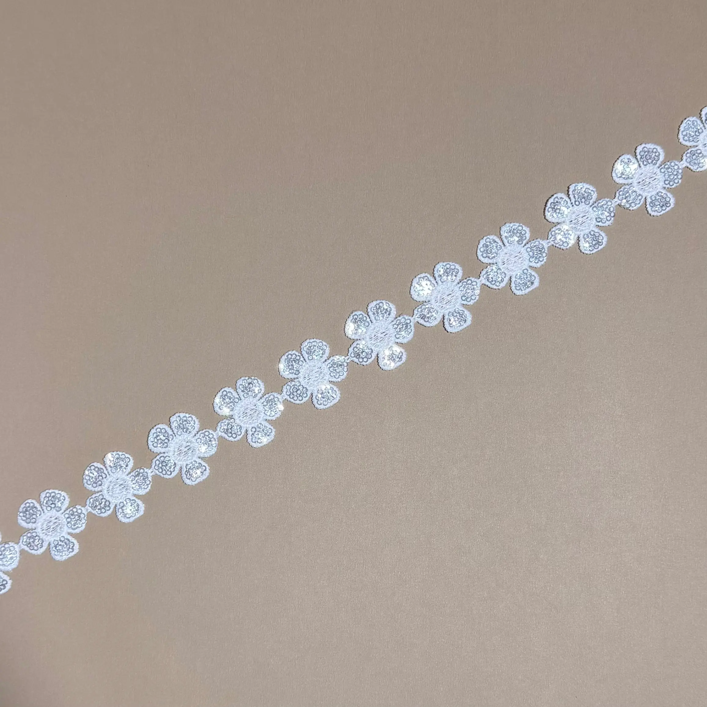 5 petal flower milky sequin lace trim