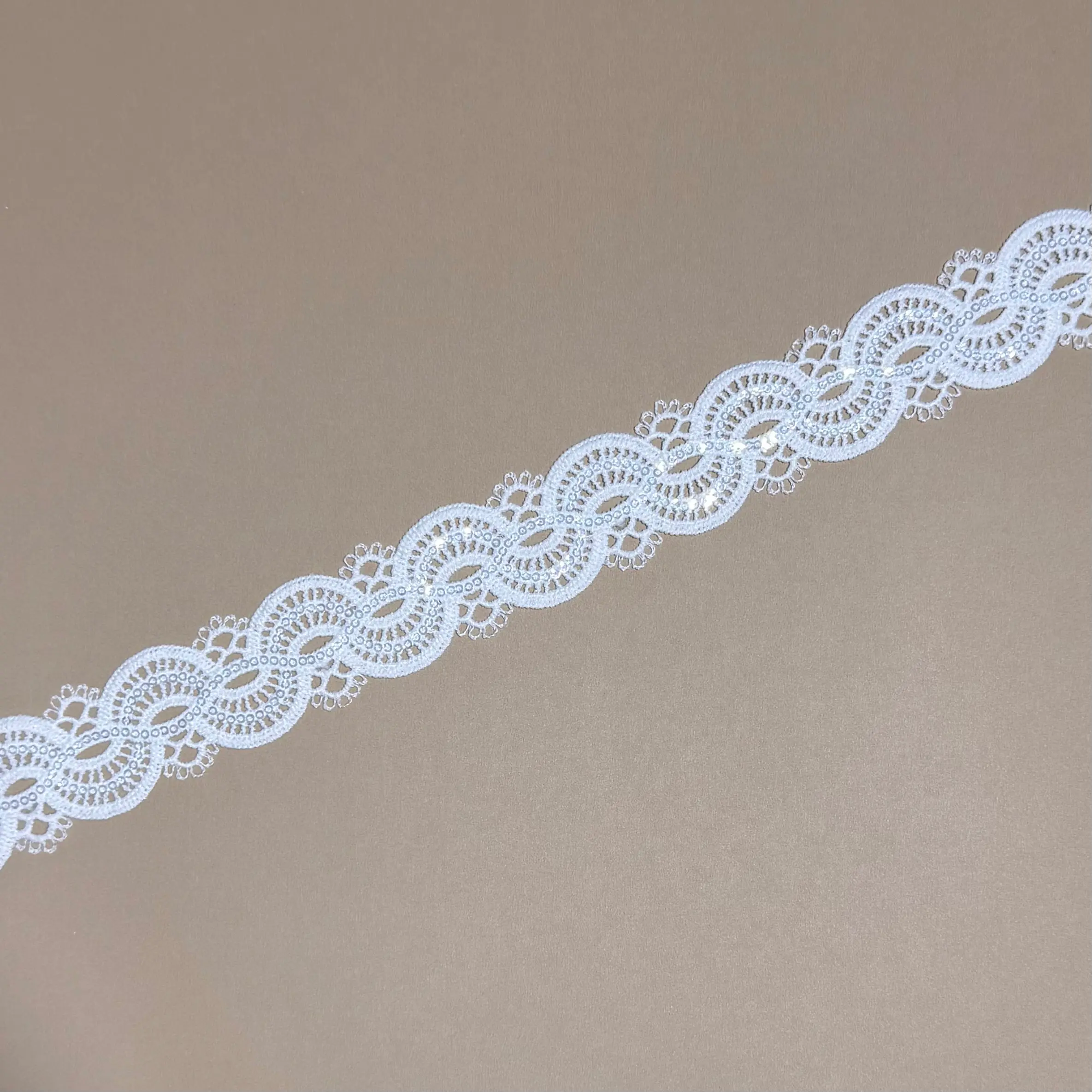 Sparkly Sequined Wavy Lace Edge Ribbon