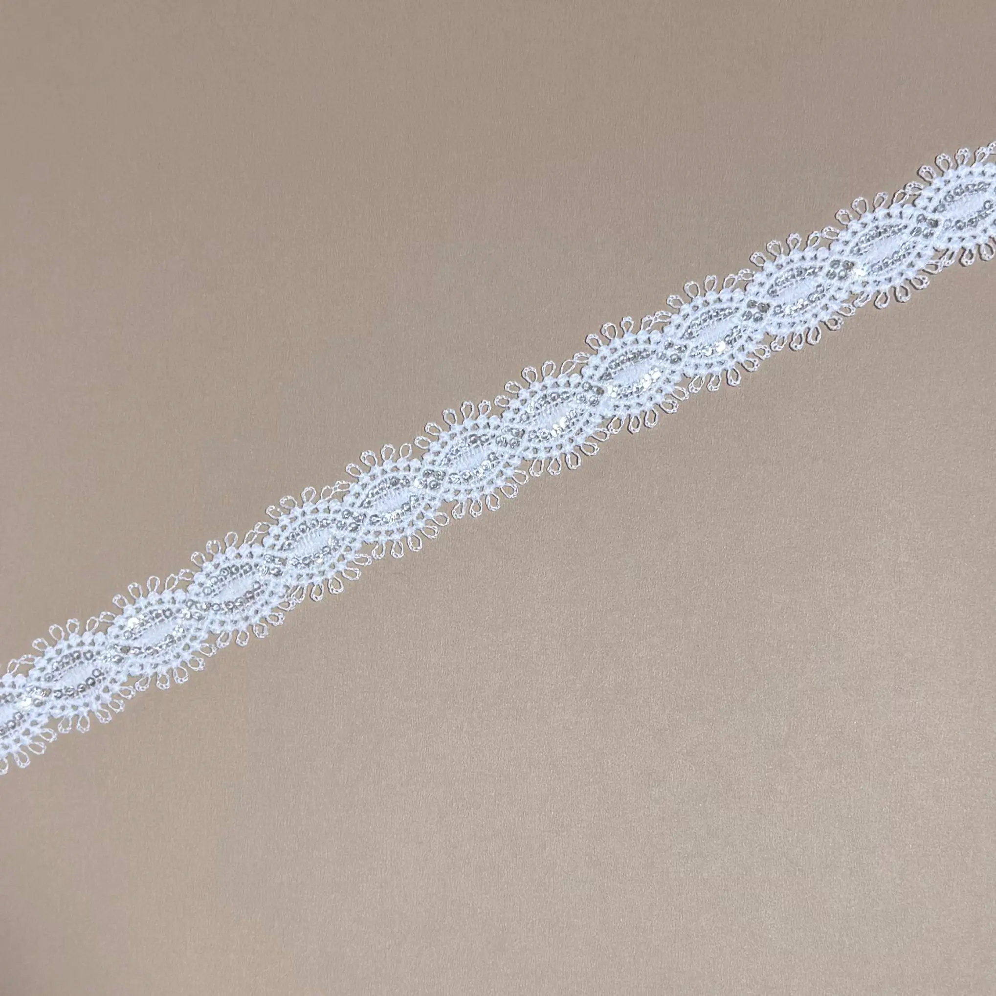 Double Edge Oval Sequined Lace Edge Trim