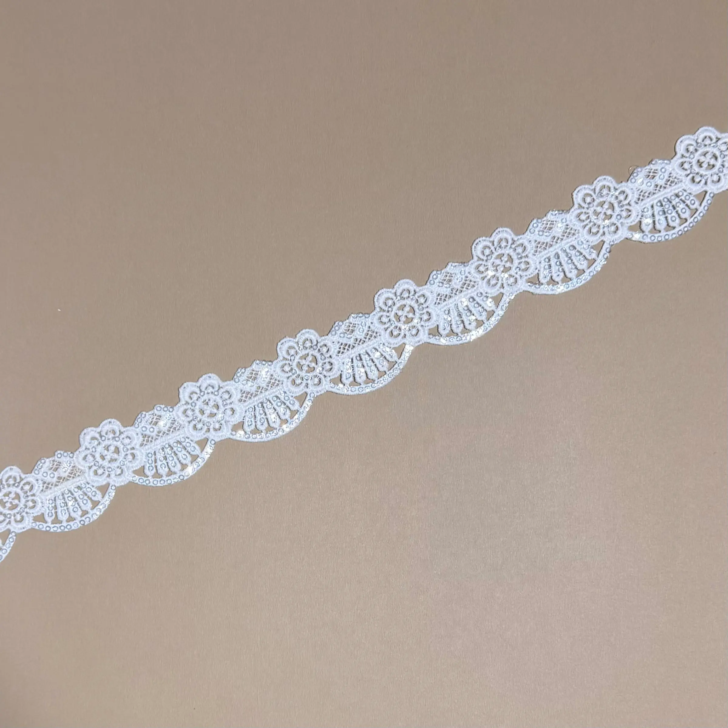 Scallop Flower Sequined Single Edge Lace Trim