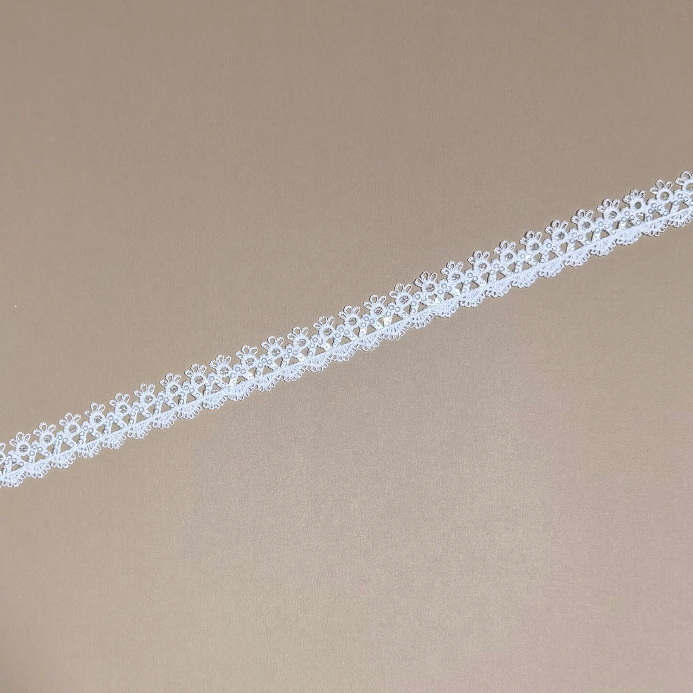Tiny Sun Floral Sequined Thin Single Edge Lace Trim
