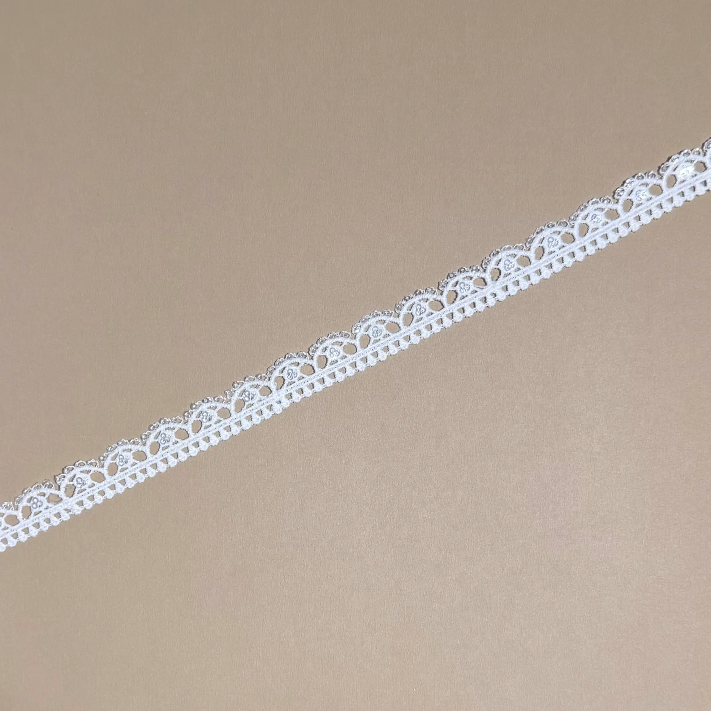 Mini Heart Sequined Single Scallop Water Soluble Lace Edge Trim