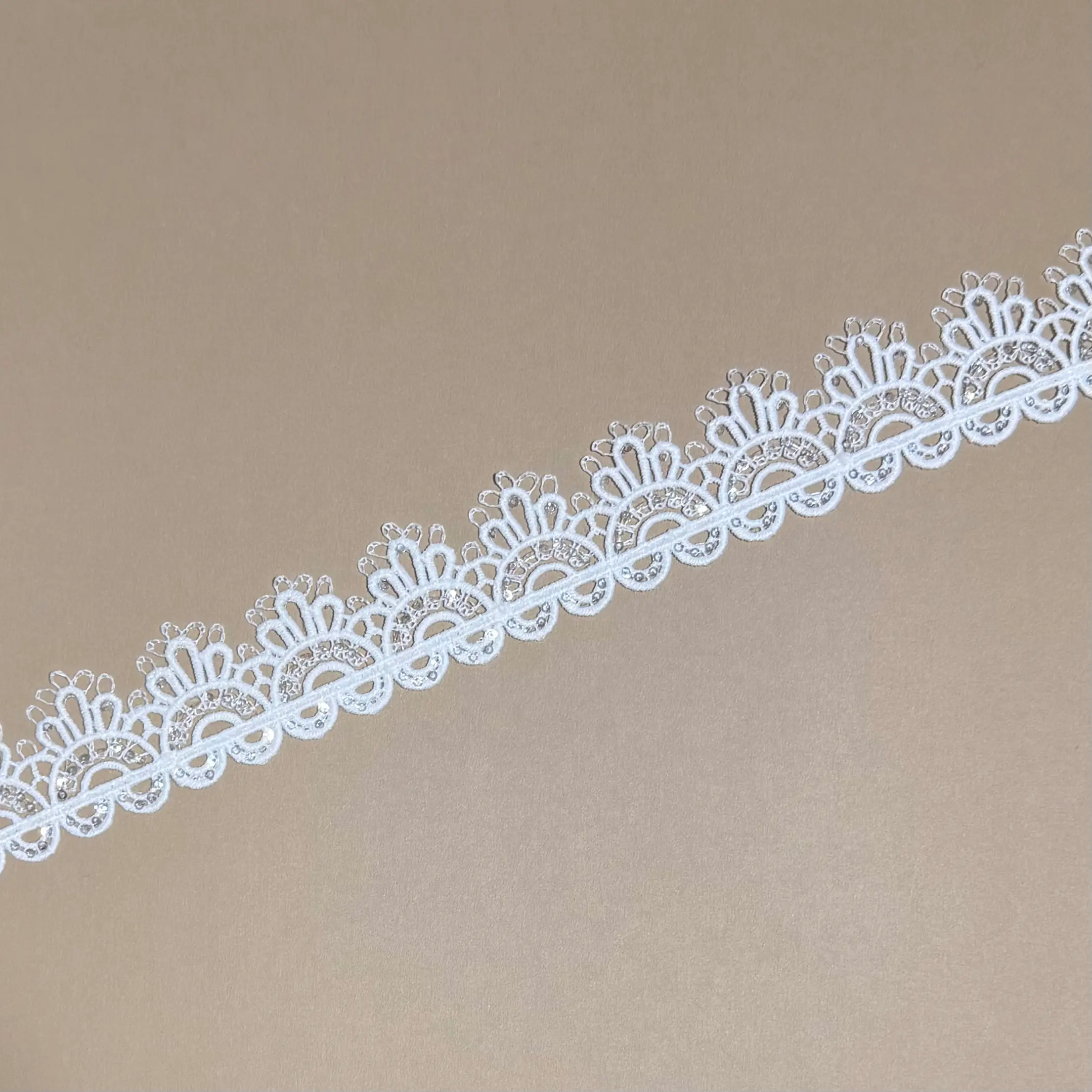 Double Heart Tassel Sequined Thin Lace Trim
