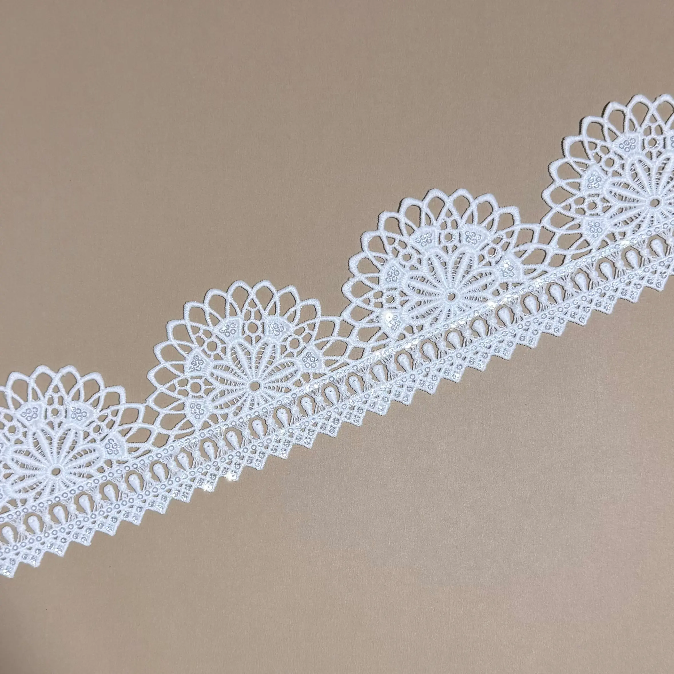 Big Radial Sun Flower Sequined Wavy Lace Trim