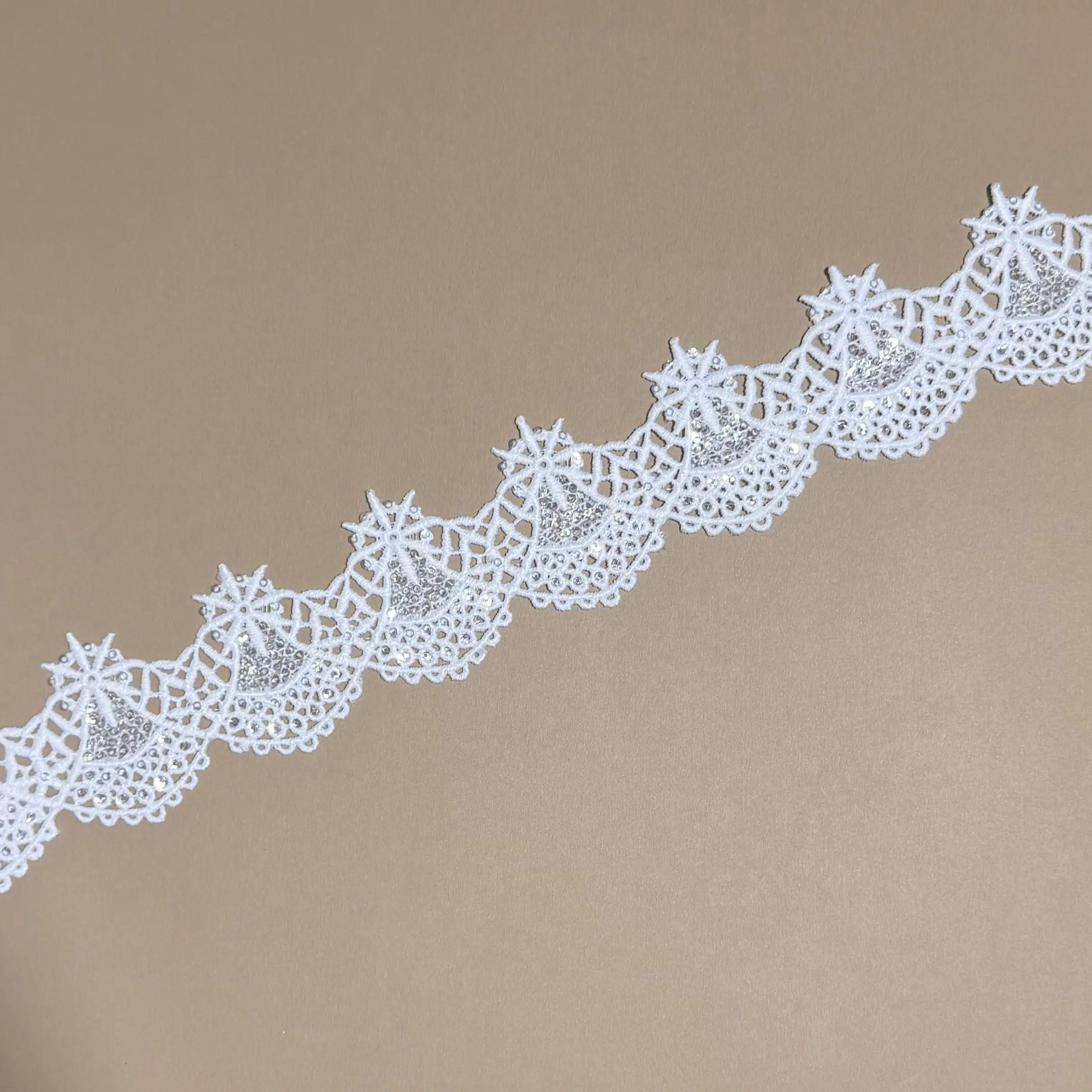 Star Point Fan Sequined Water Soluble Lace Trim