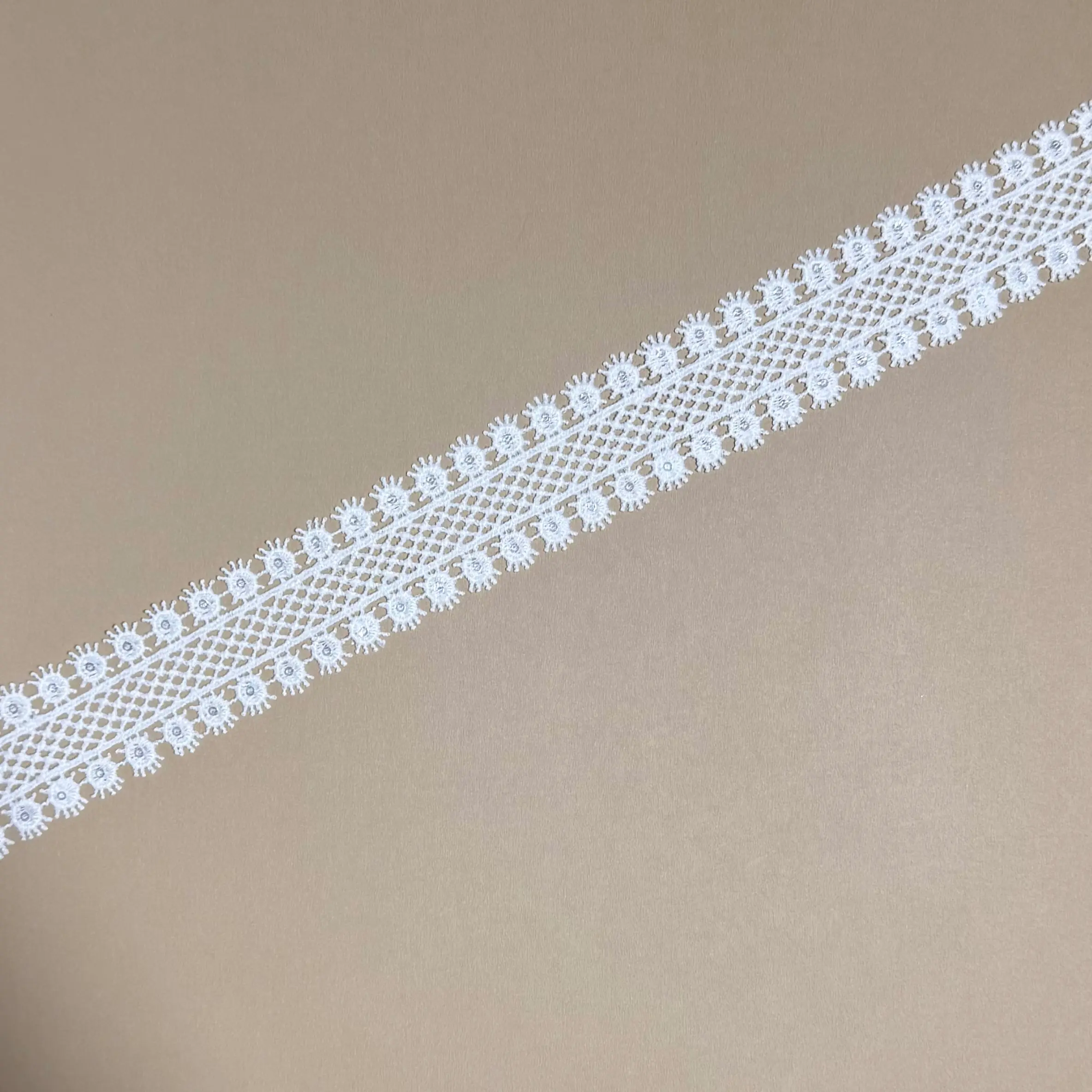 Dual Sun Dot Grid Sequined Water Soluble Lace Trim