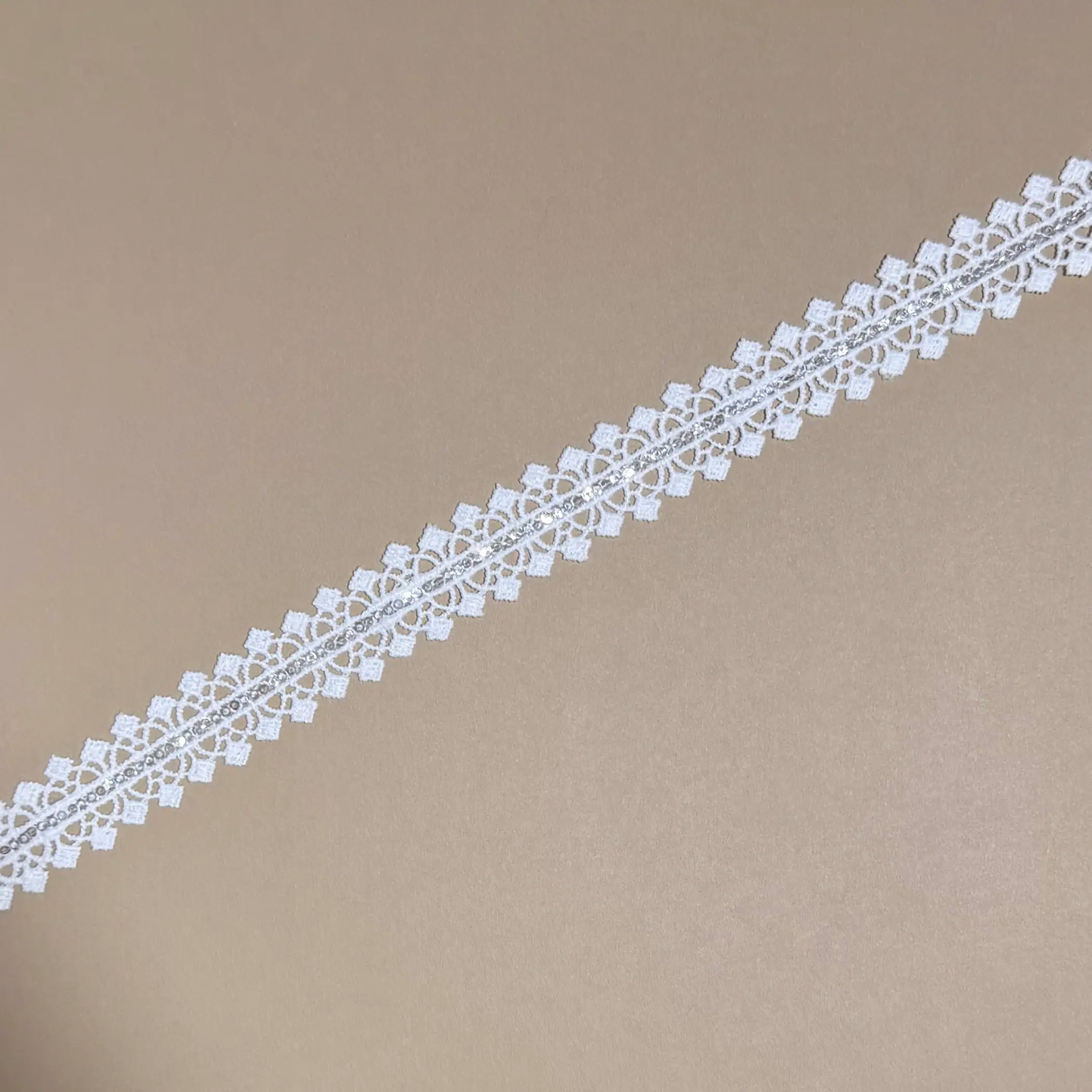 Mini Diamond Square Sequined Water Soluble Lace Trim
