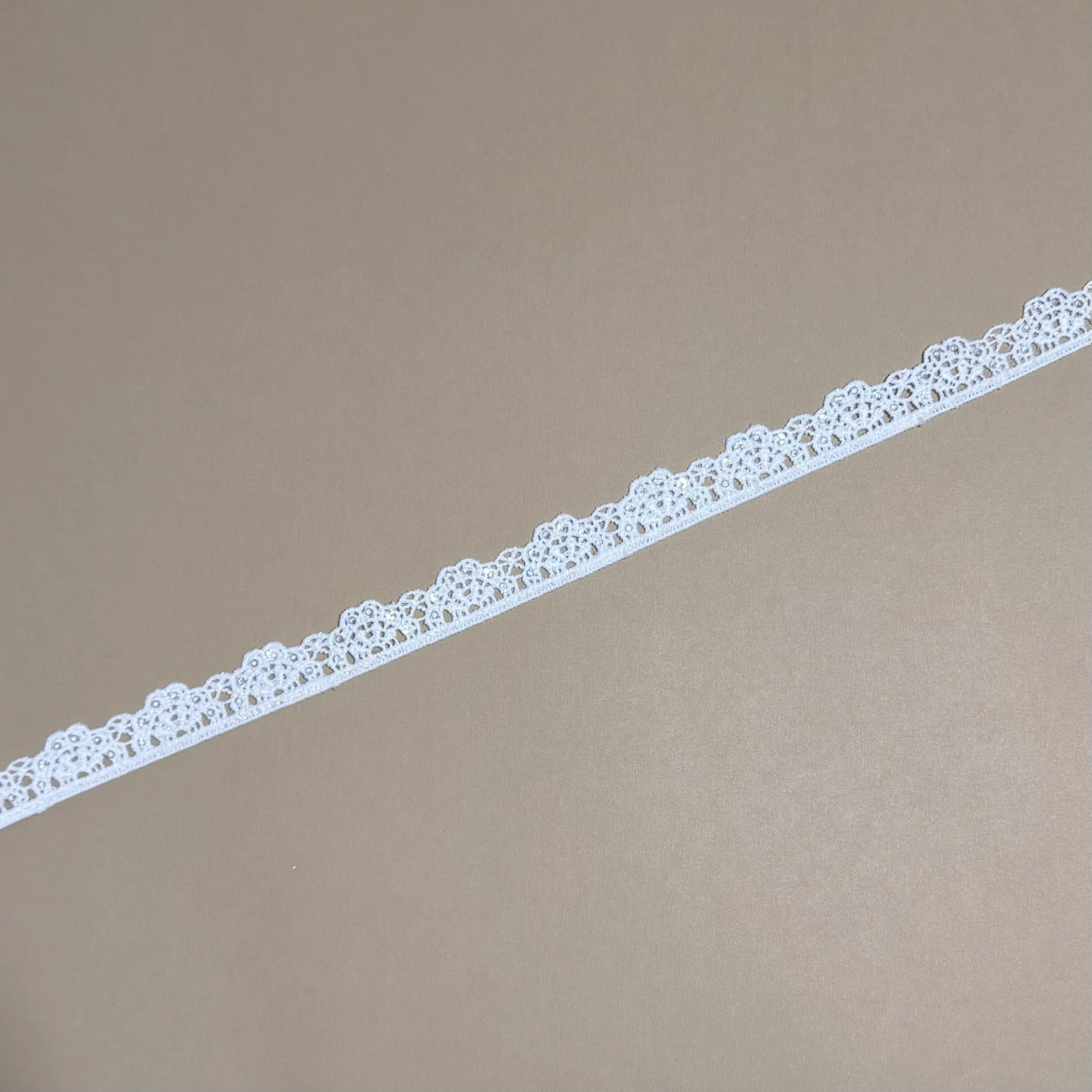 Single Edge Floral Hollow Sequined Lace Trim