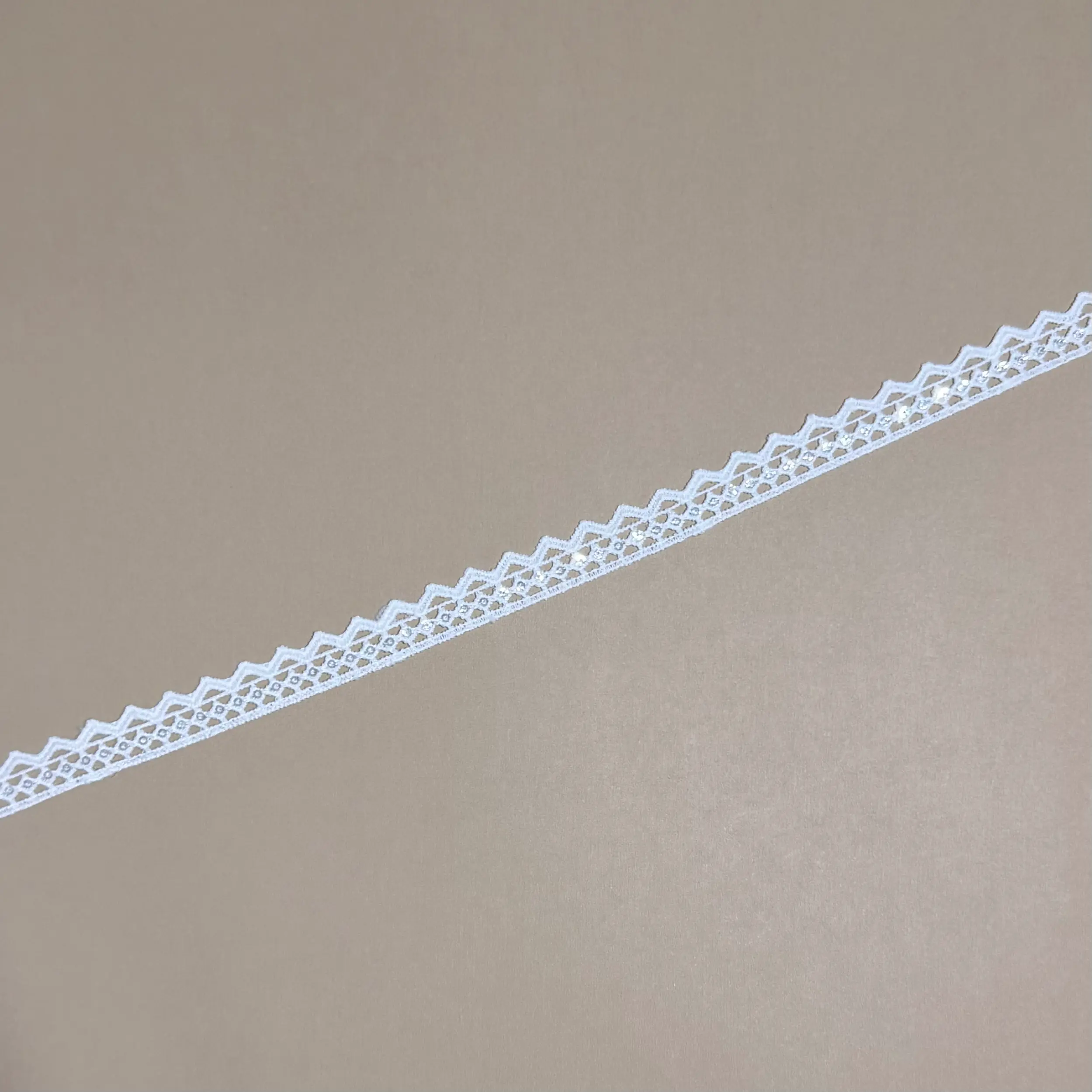 Single Edge Zigzag Triangle Hollow Mini Iridescent Sequined Lace Trim
