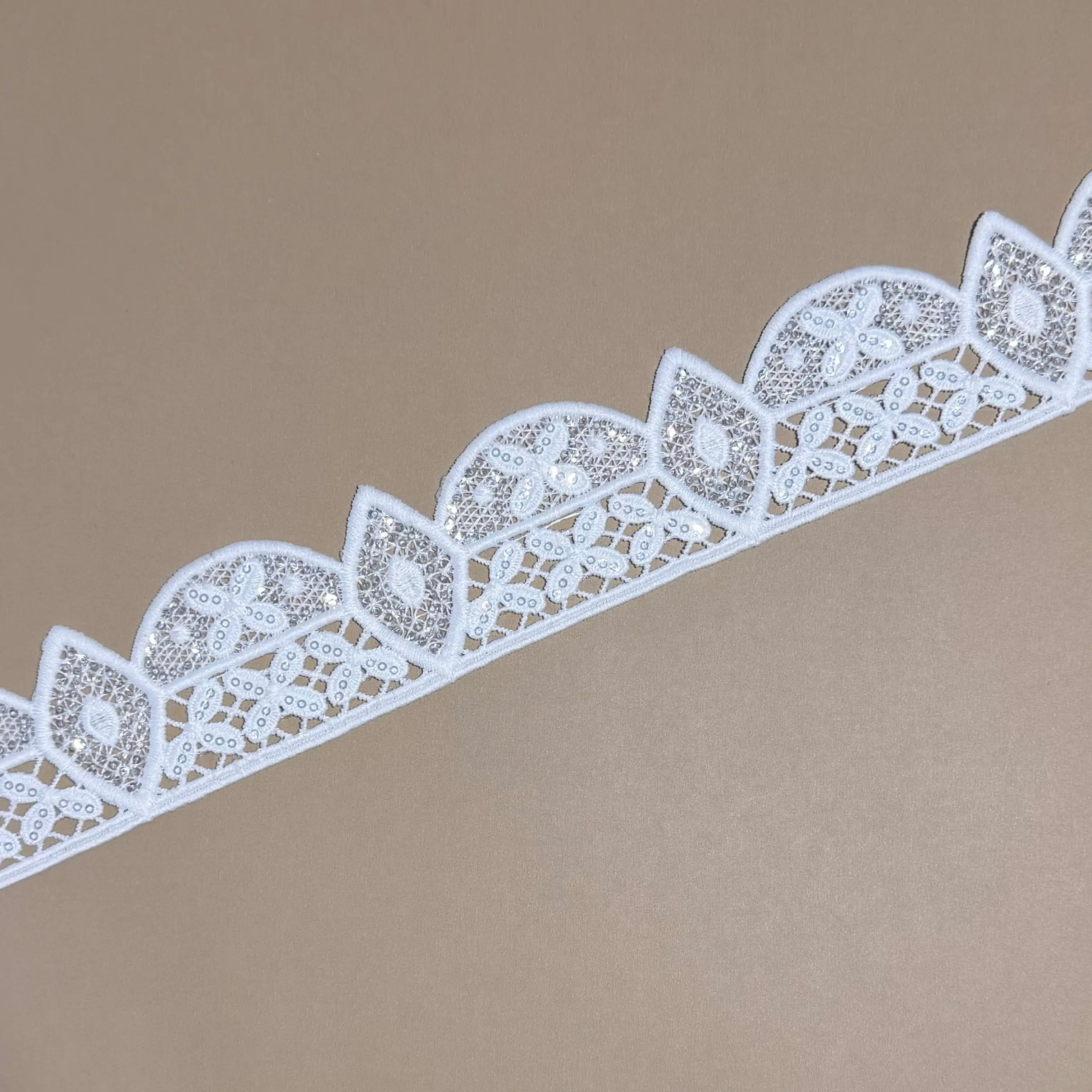 Pinterest Viral Split Geometric Floral Soft Glitter Sheer Lace Trim for Wedding