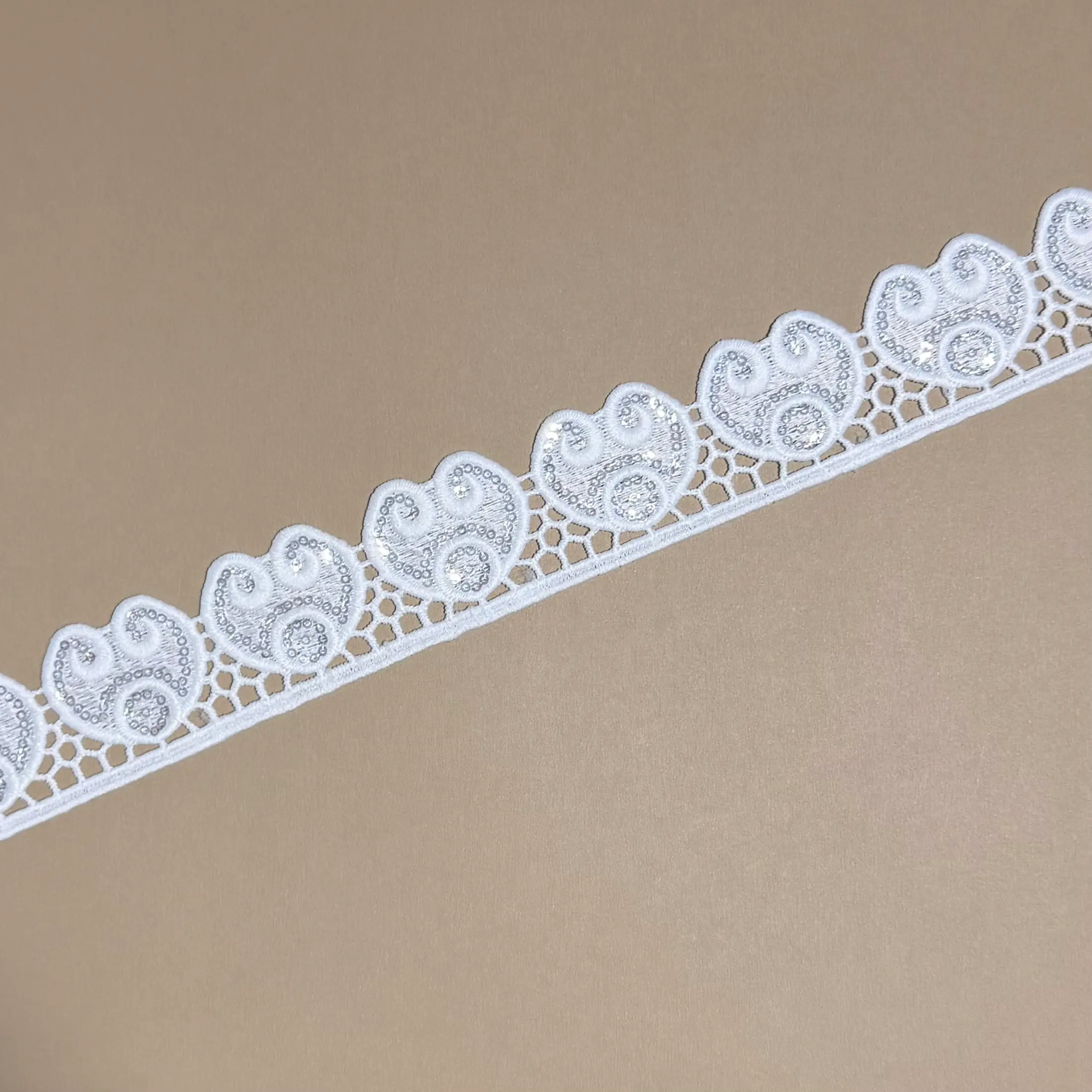 Honeycomb Mesh Cloud Scroll All Over Soft Glitter Sheer Lace Trim