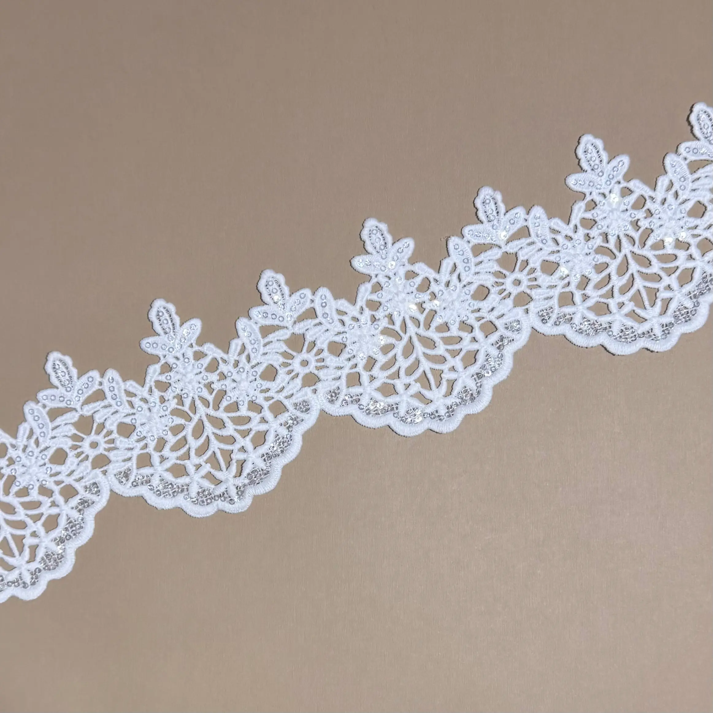 Oversized Multi-Petal Floral All Over Soft Glitter Sheer Lace Trim