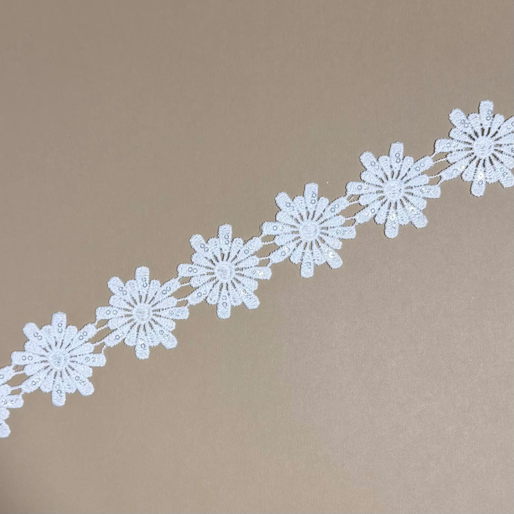 Sequined Daisy Floral Lace Trim