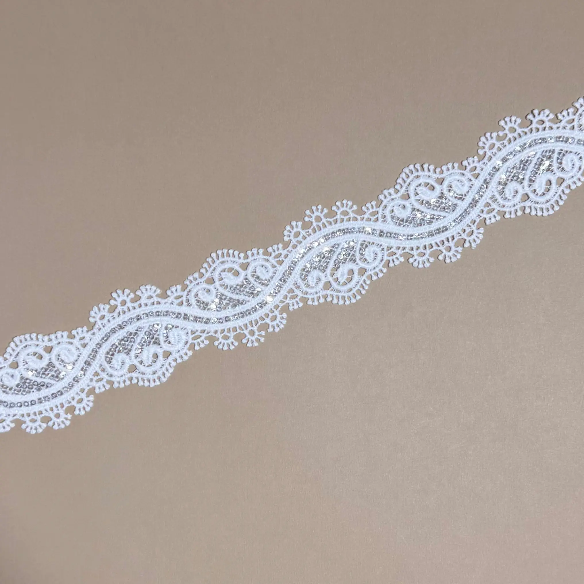 Curly Floral Sequined Lace Trim