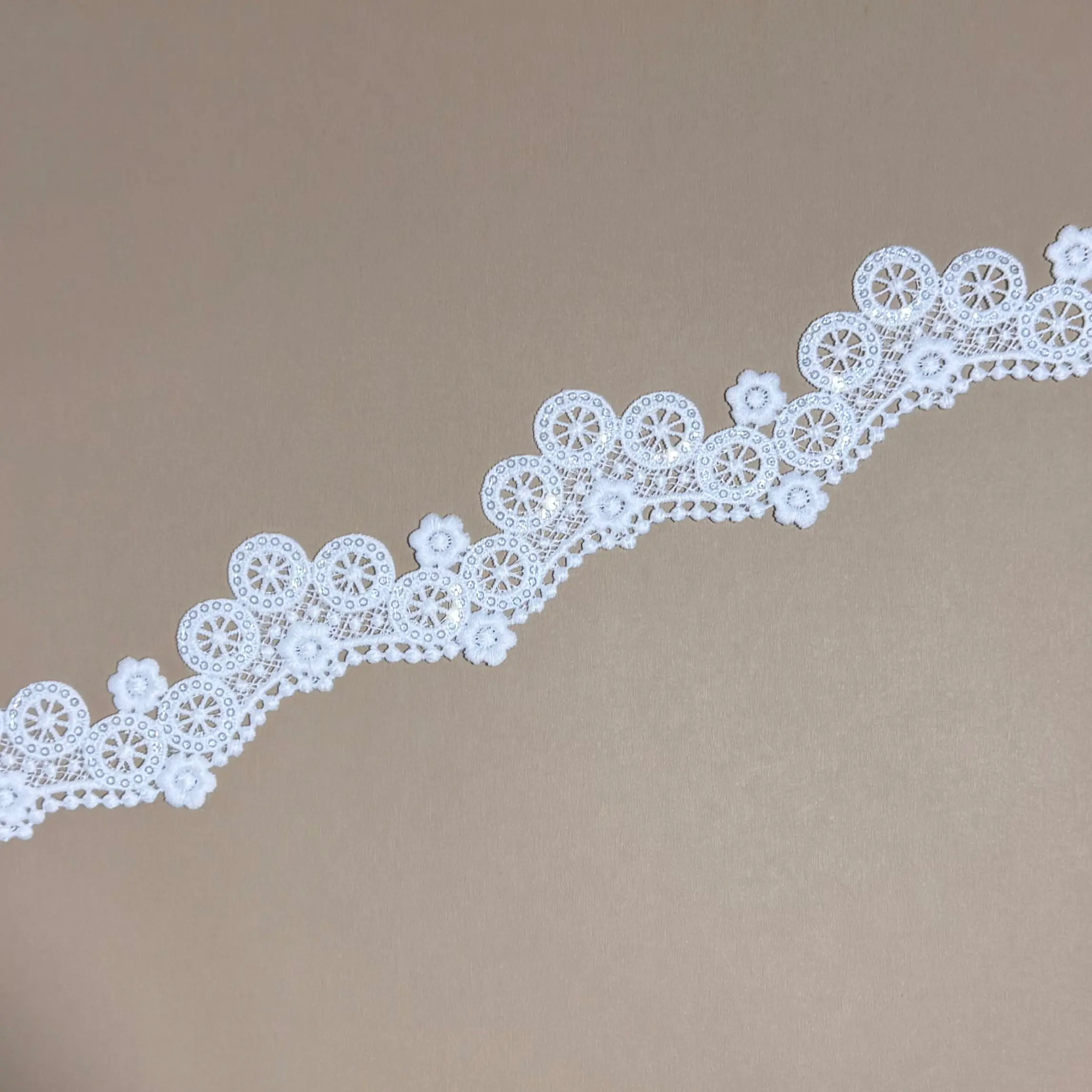Mixed Floral Sequined Lace Trim