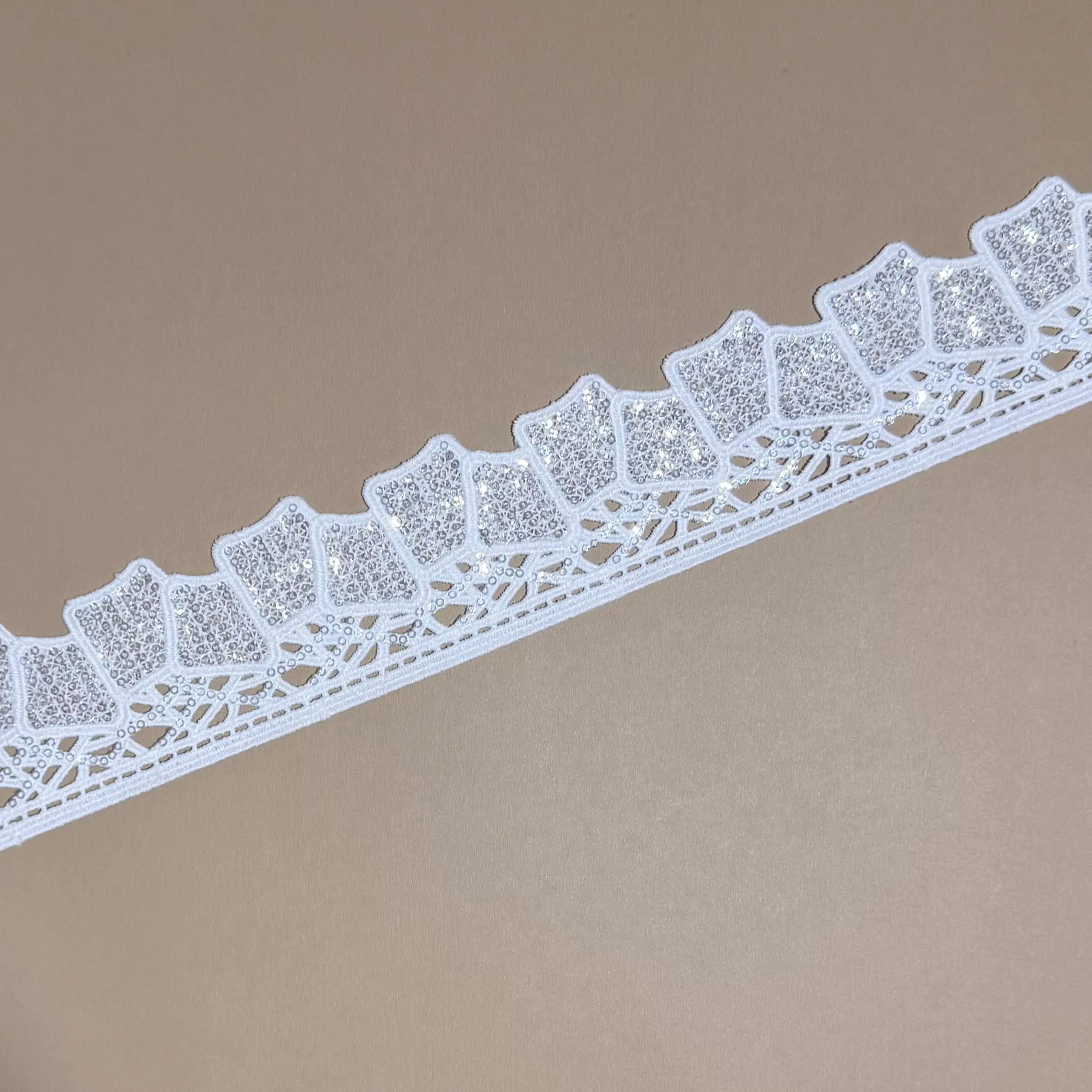 Square Grid Sequined Lace Trim