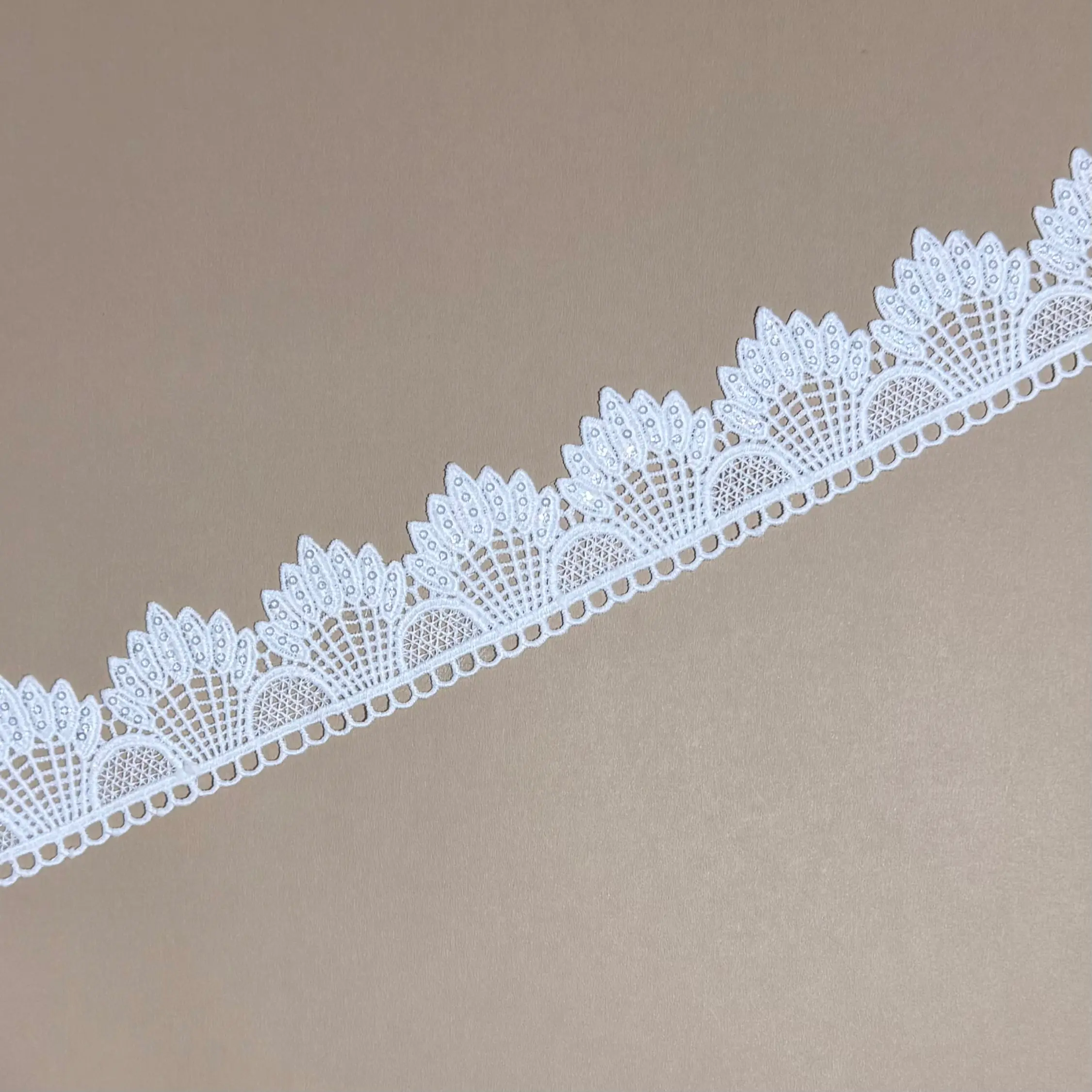 Peacock Feather Sequined Lace Trim