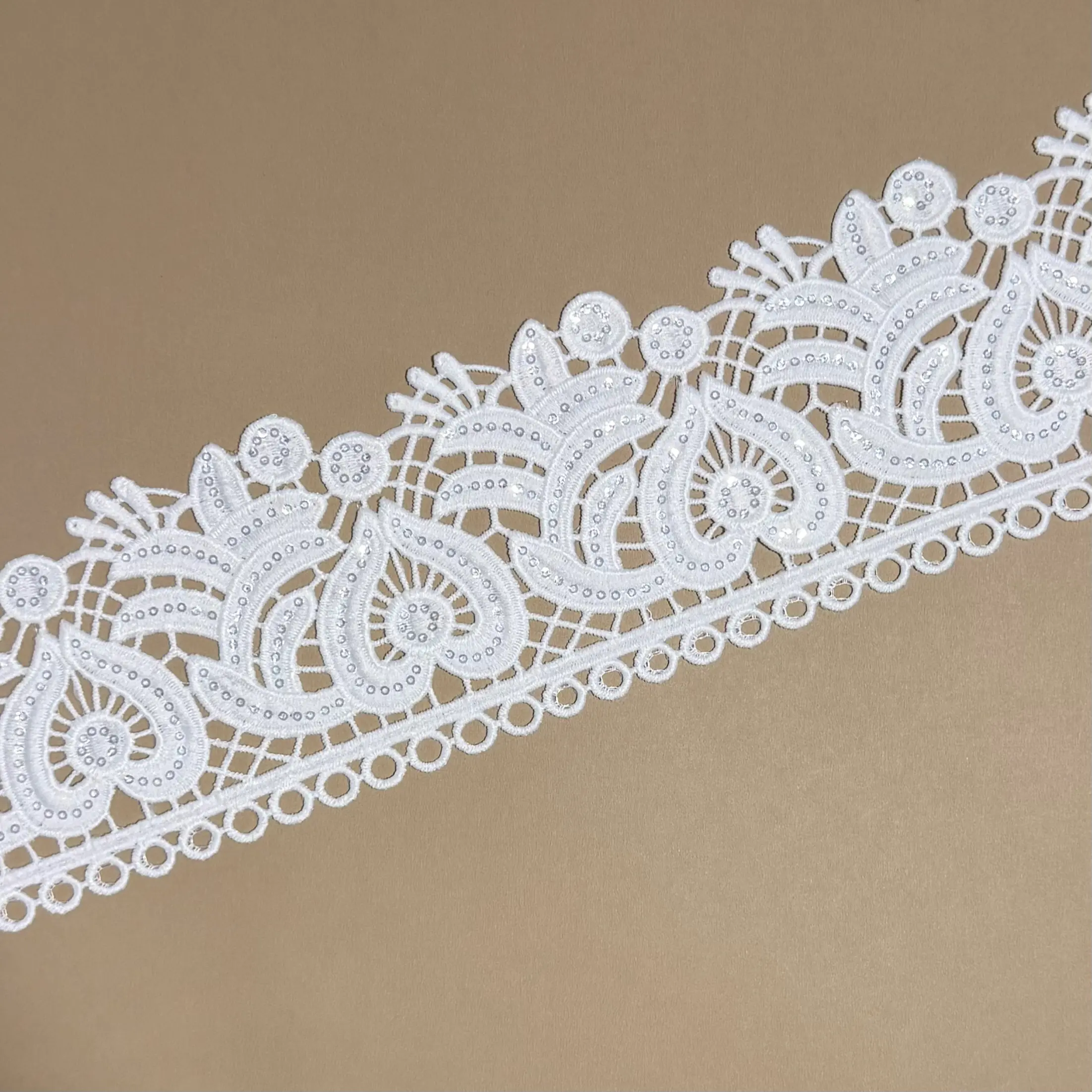 Peacock Floral Sequined Lace Trim