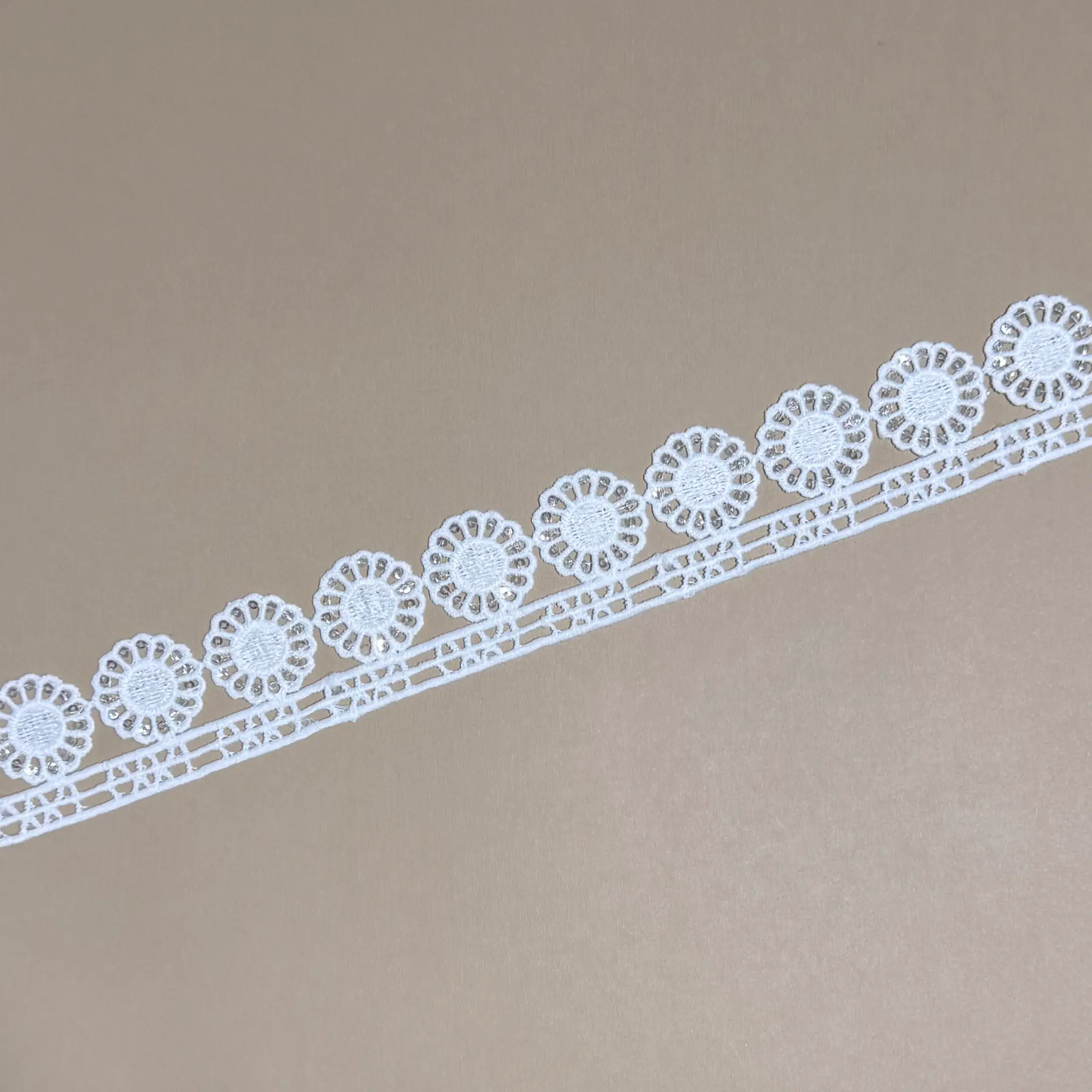 Single Row Daisy Sequined Lace Trim