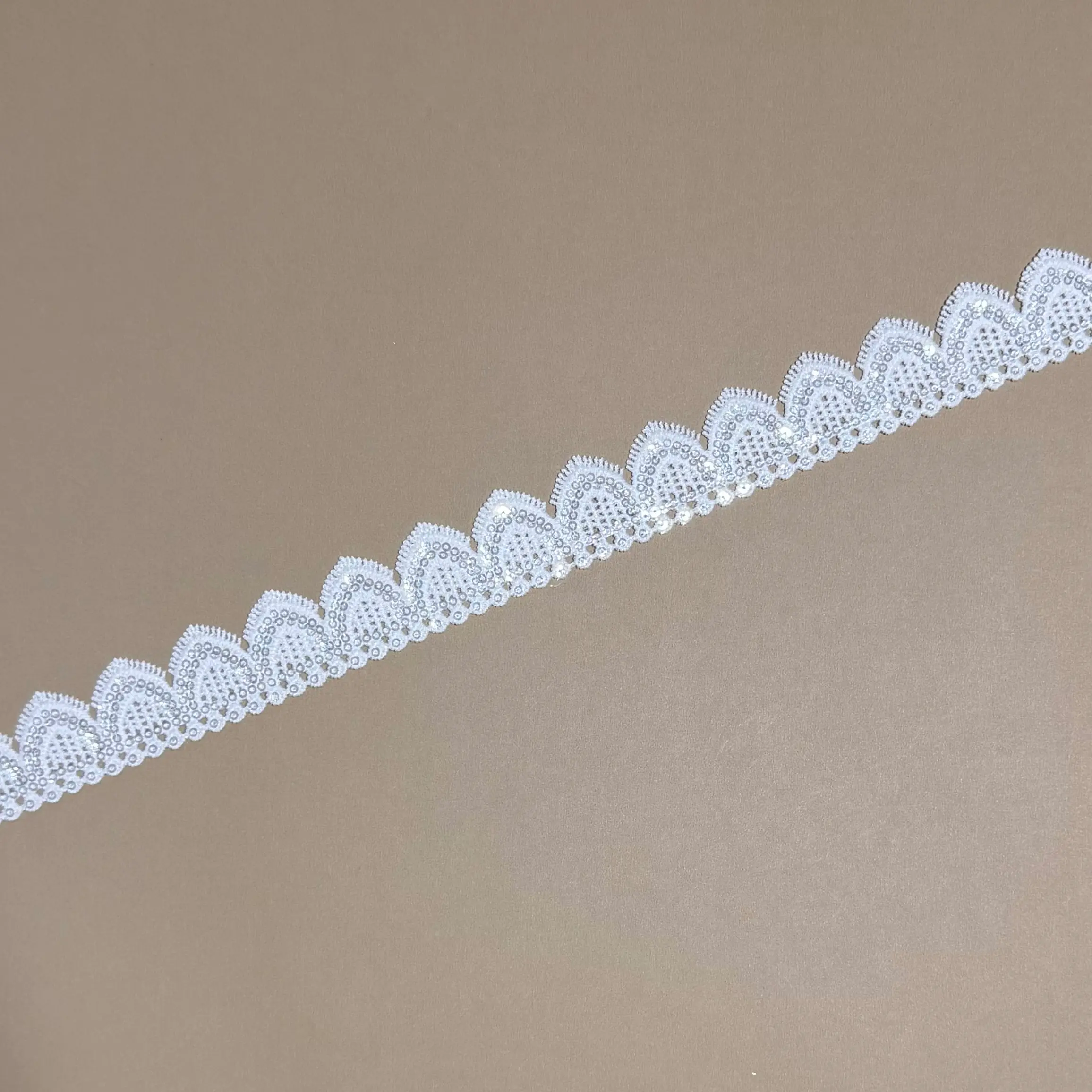 Triangle Fully Sequined Lace Trim Bobble Border