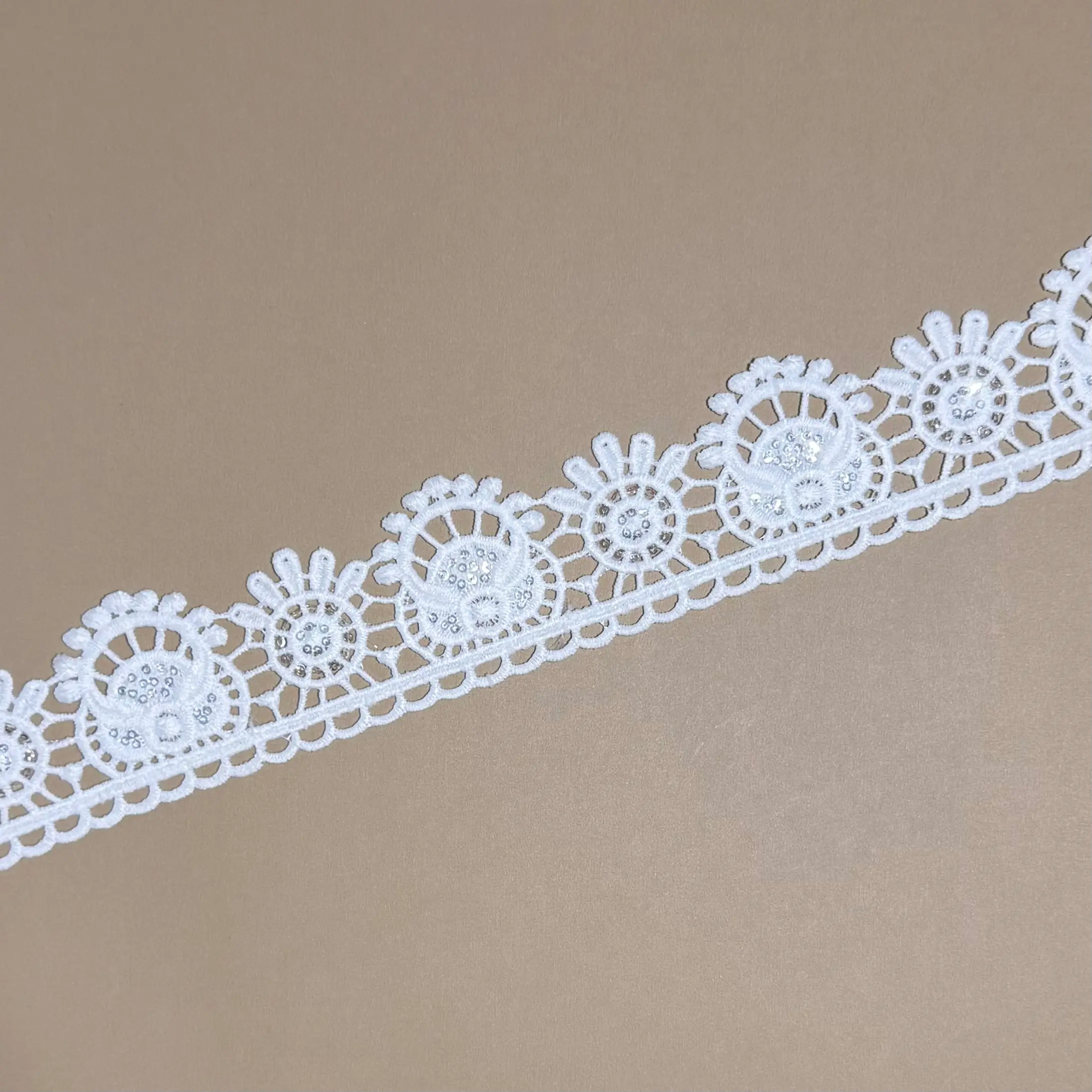 Double Sunflower Pom-pom Sequined Lace Trim