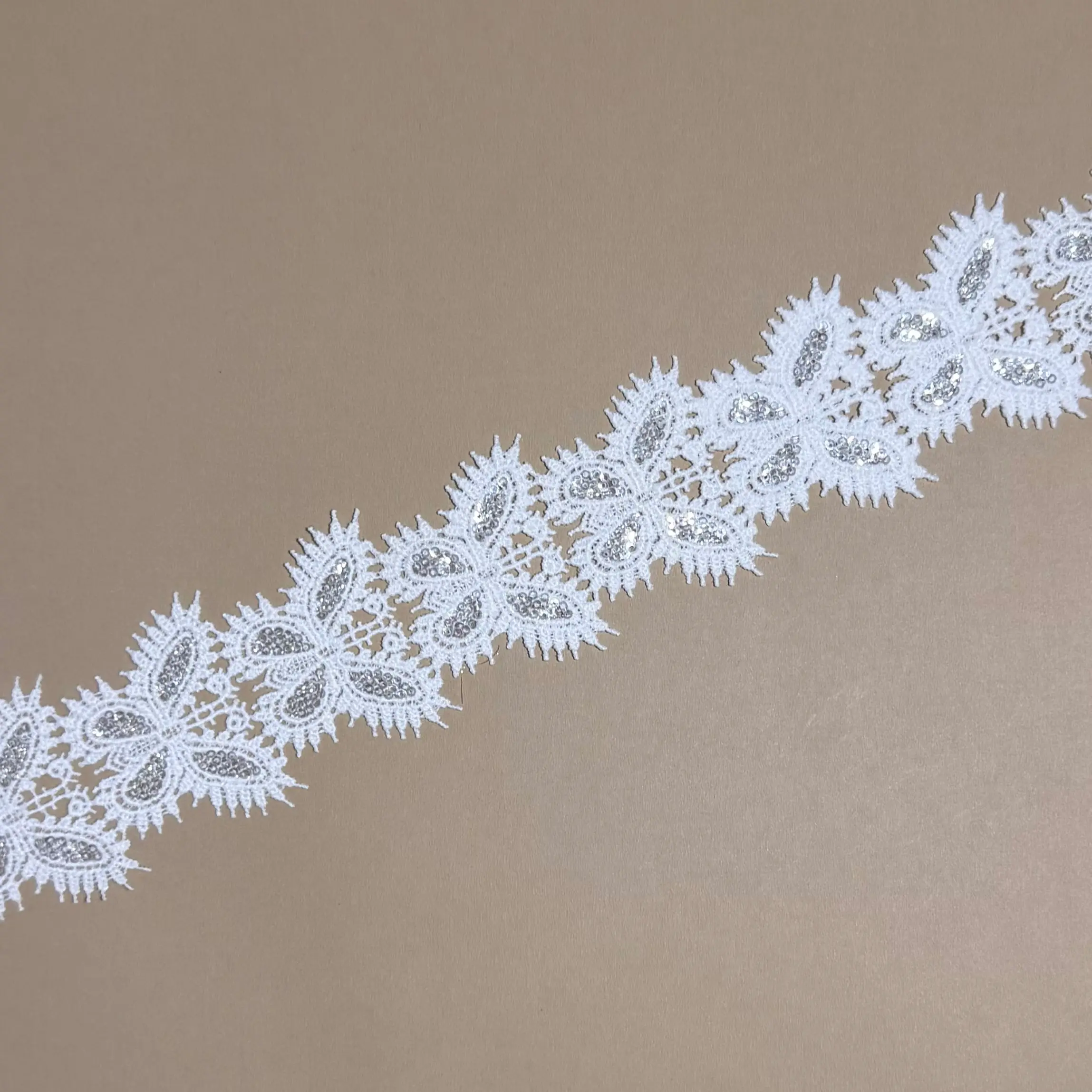 Bridal Butterfly Fully Sequined Scalloped Lace Trim