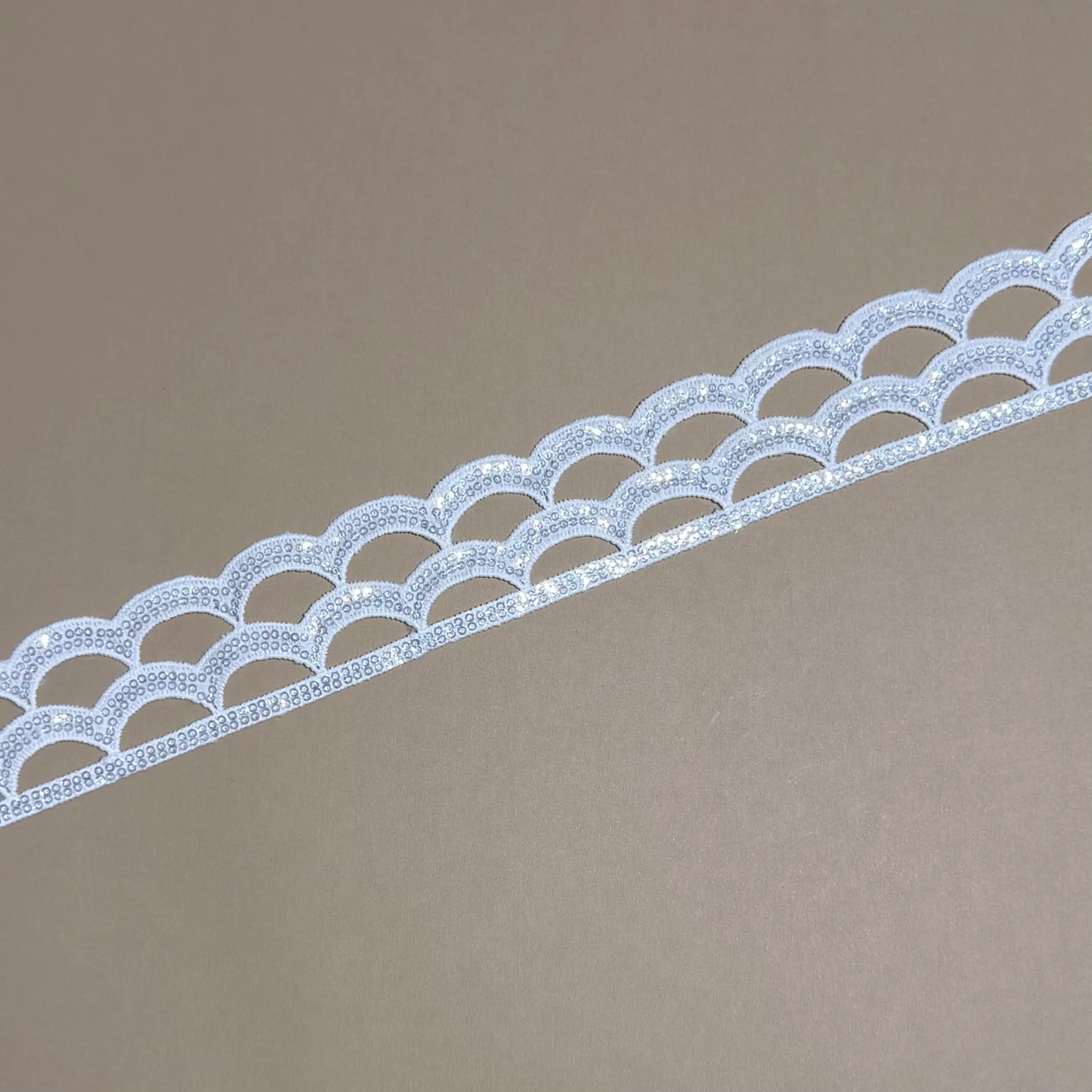 Double Wave Fully Sequined Scalloped Lace Trim