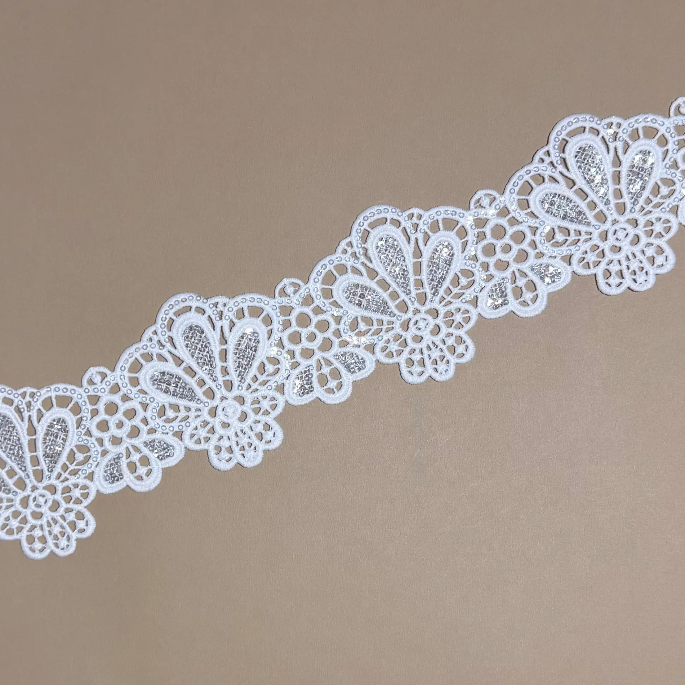 Vintage Hollow Floral Sequined Lace Trim