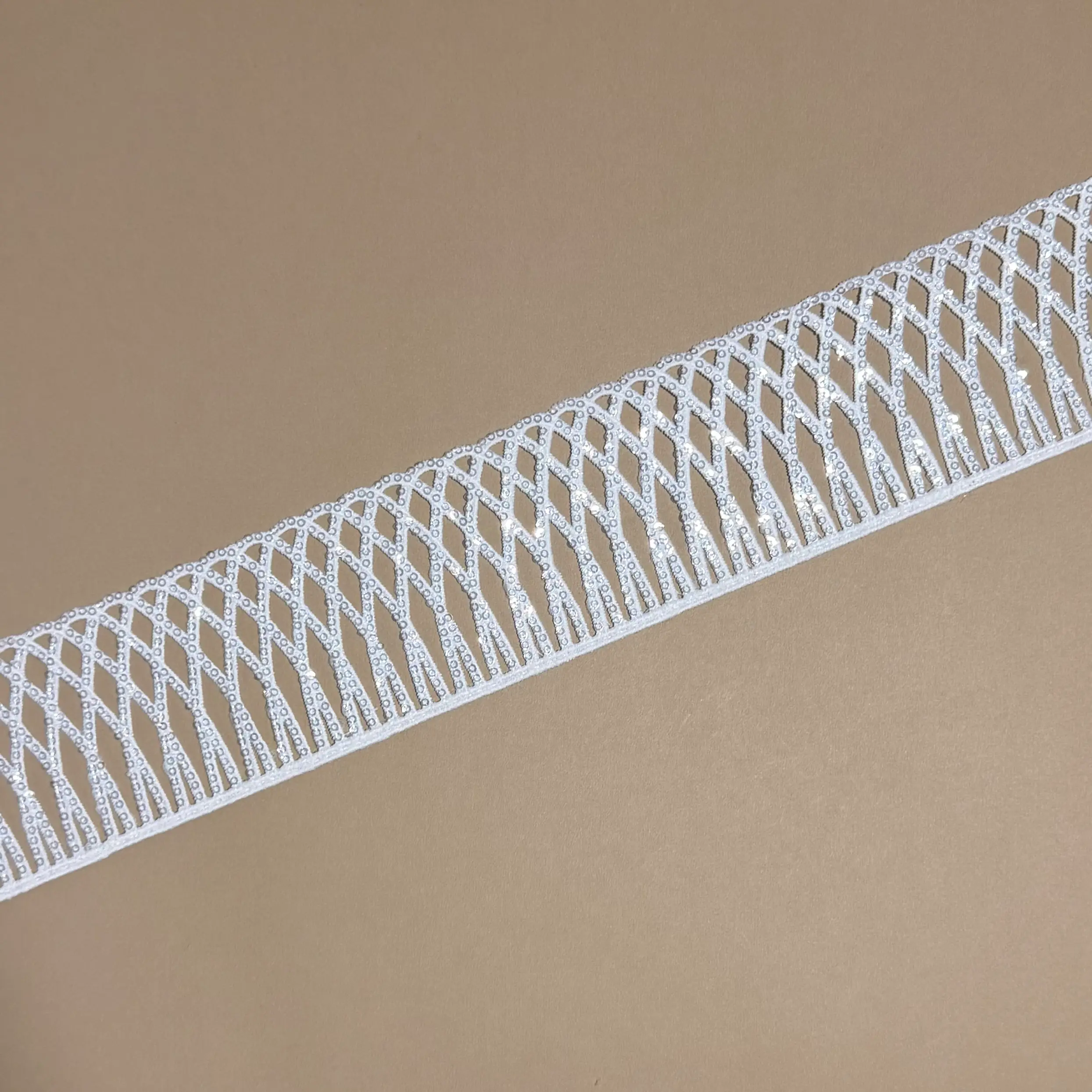Diamond Grid Sequined Lace Trim