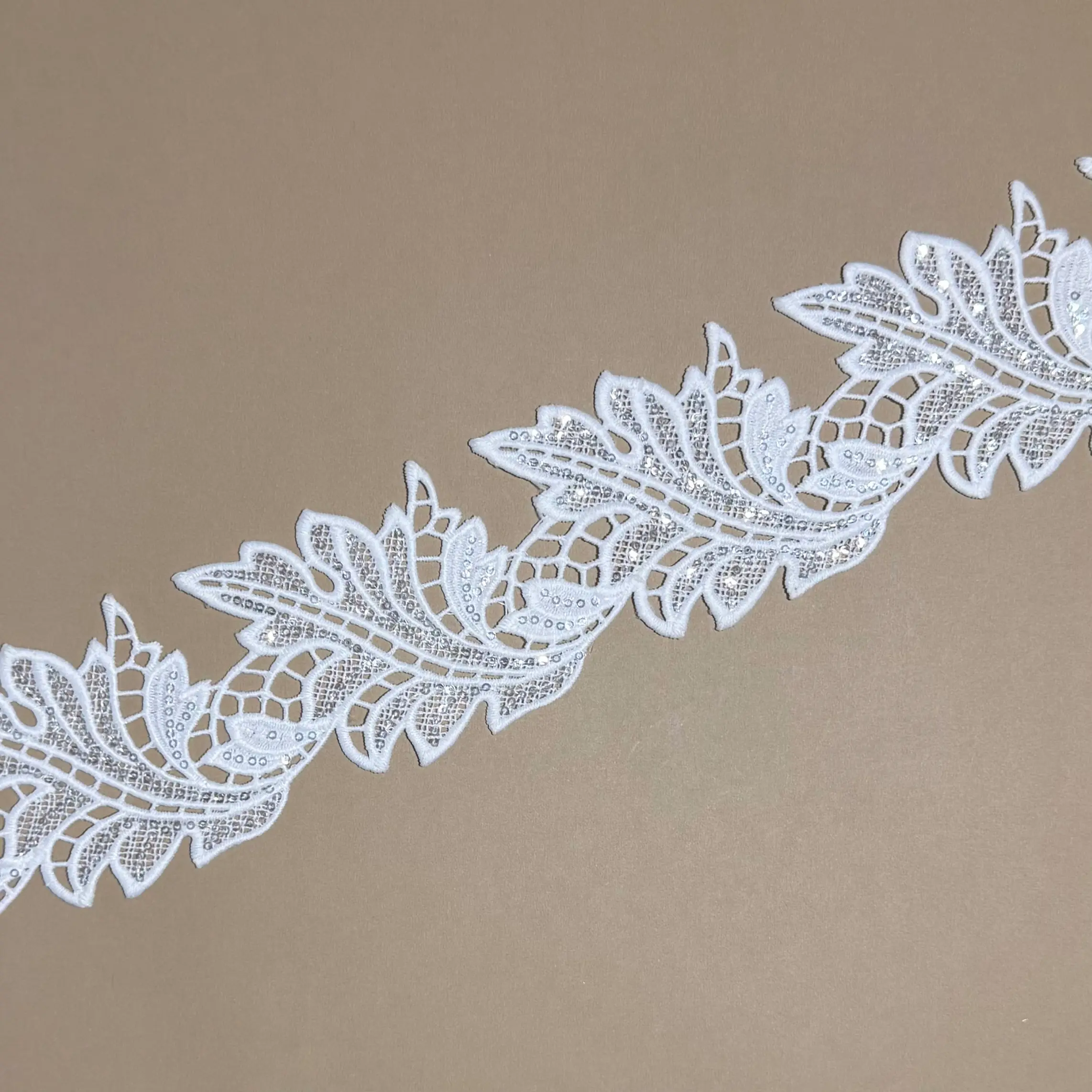 Leaf Fern Sequined Lace Trim