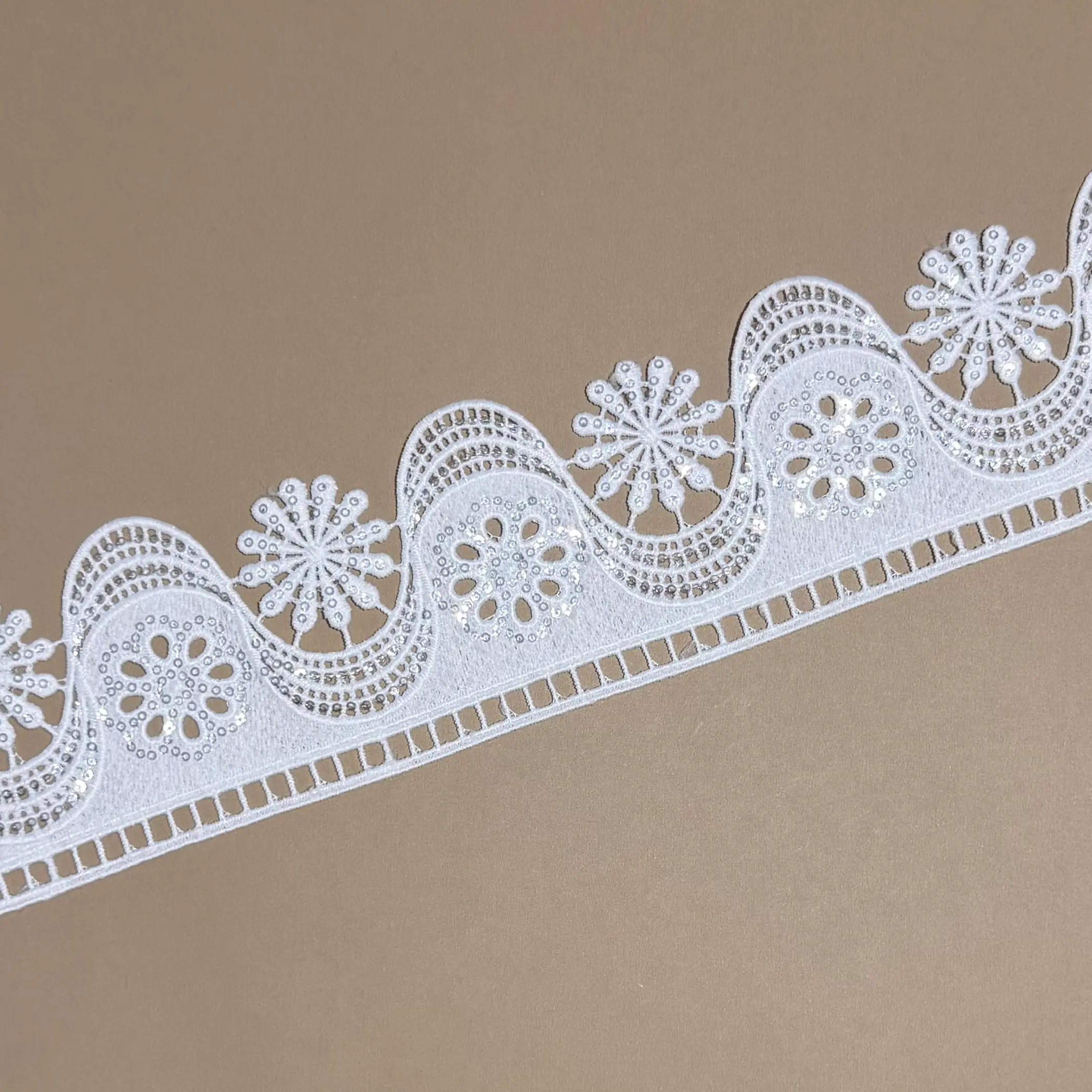 Daisy Scalloped Sequined Lace Trim