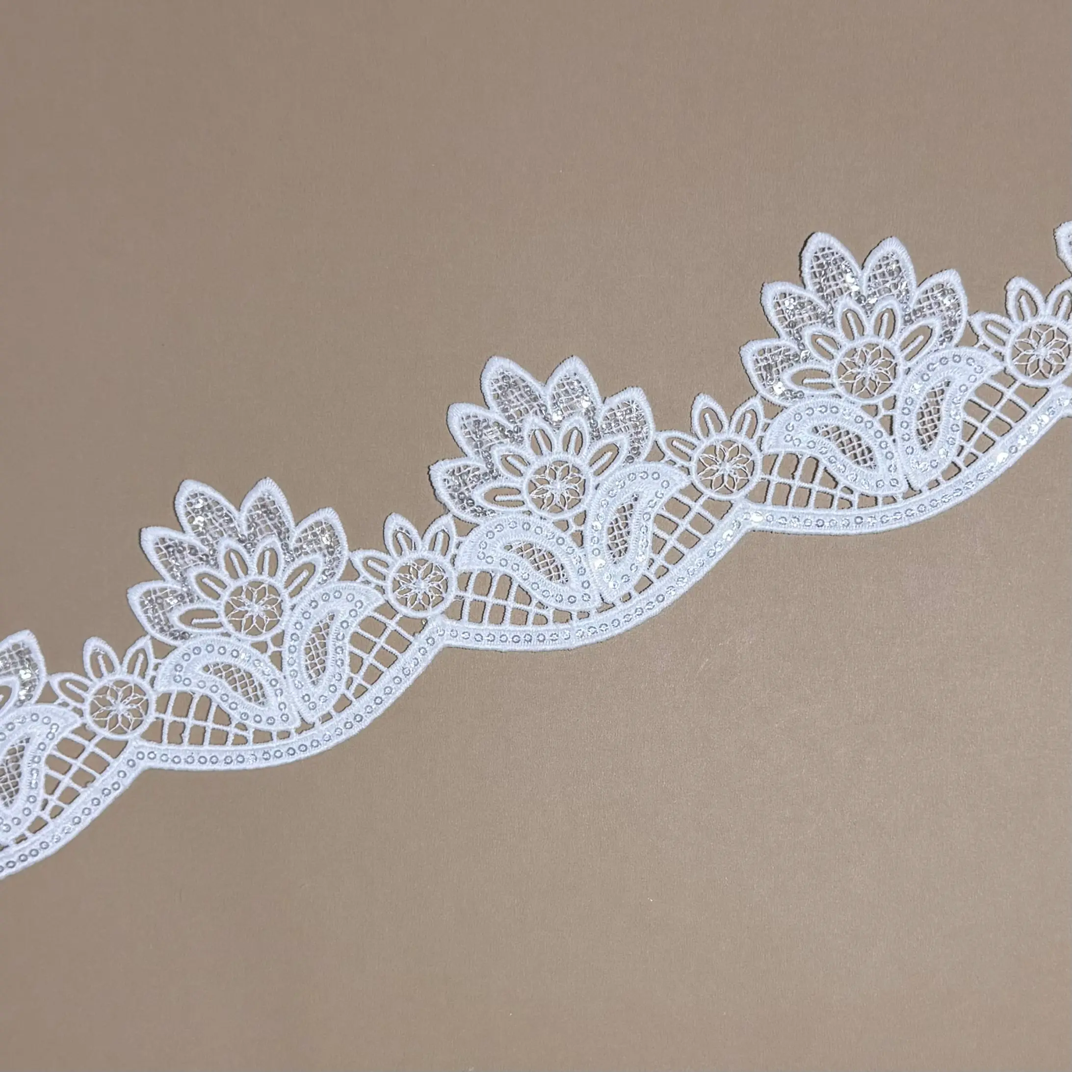 Crown Peony Sequined Lace Trim